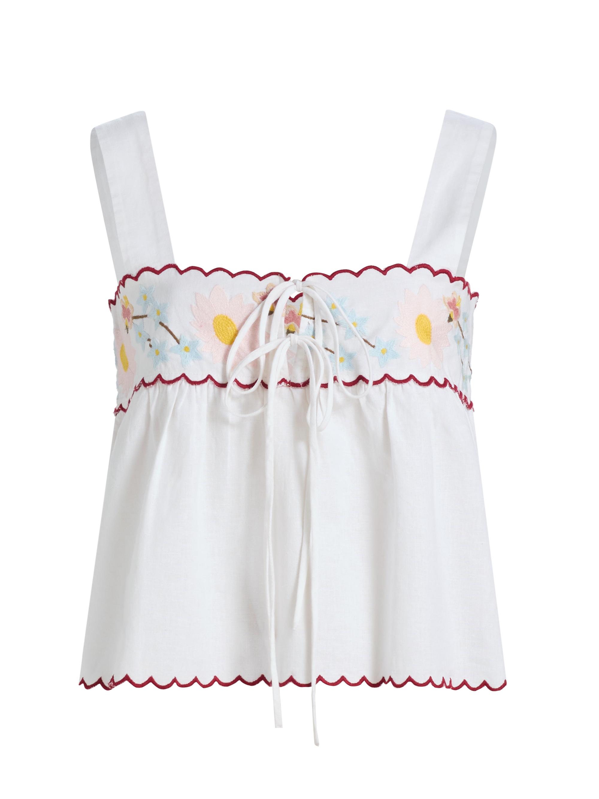 Ciao Lucia Women's Ander Embroidered Cotton-Linen Top - White