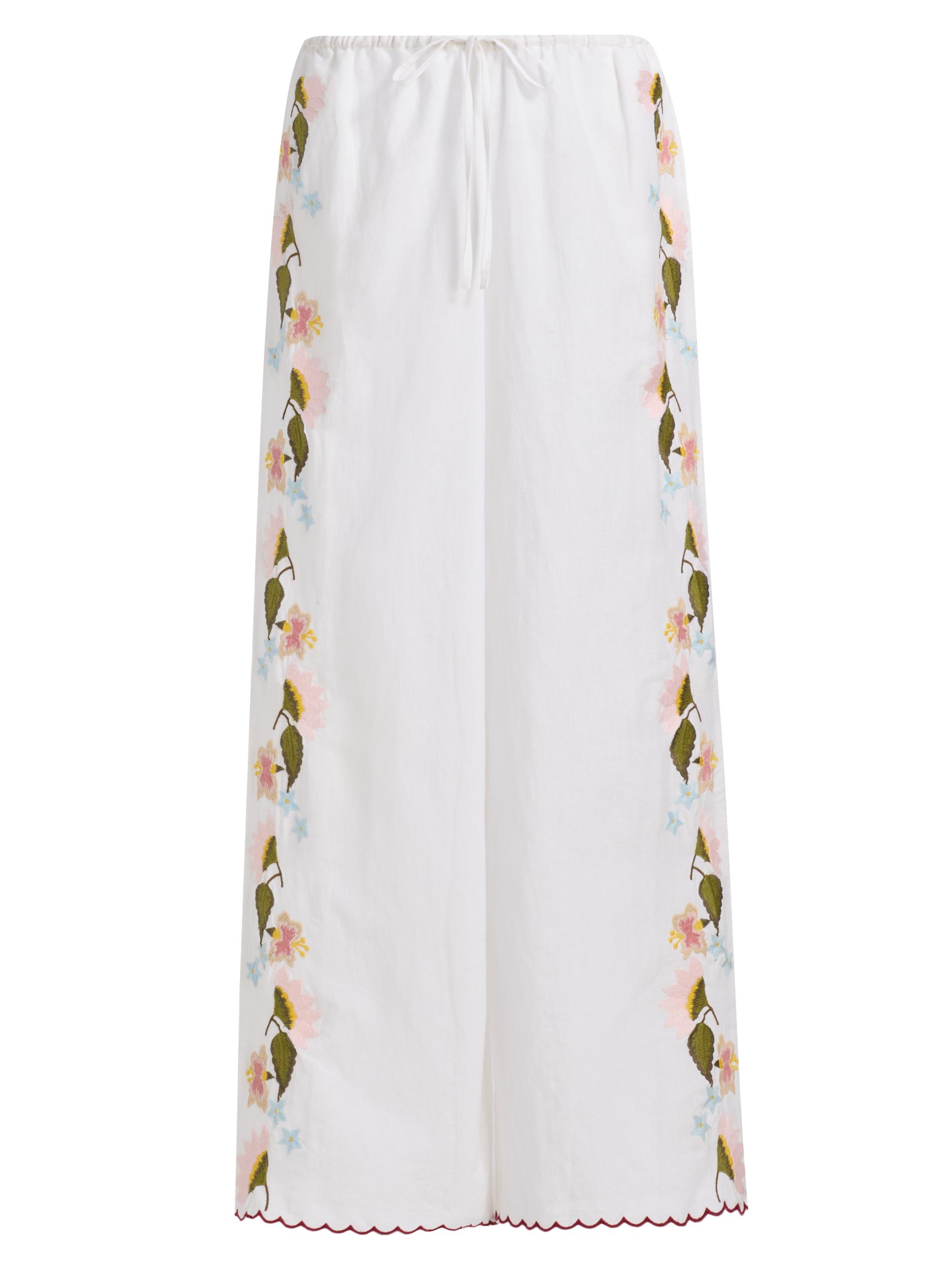 Ciao Lucia Women's Ermmano Embroidered Cotton-Linen Drawstring Pants - White
