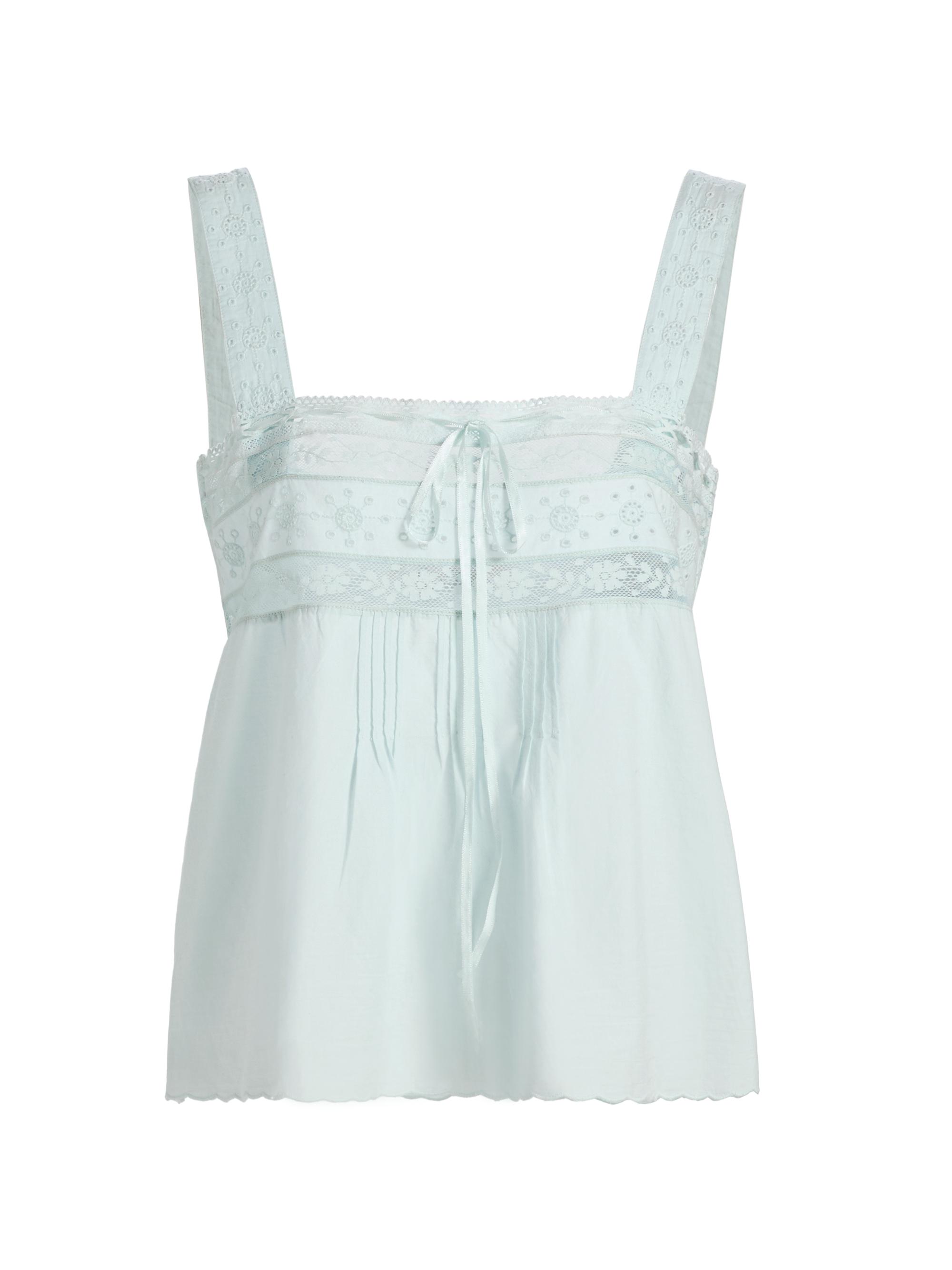 Ciao Lucia Women's Euri Eyelet Cotton-Linen Top - Baby Blue