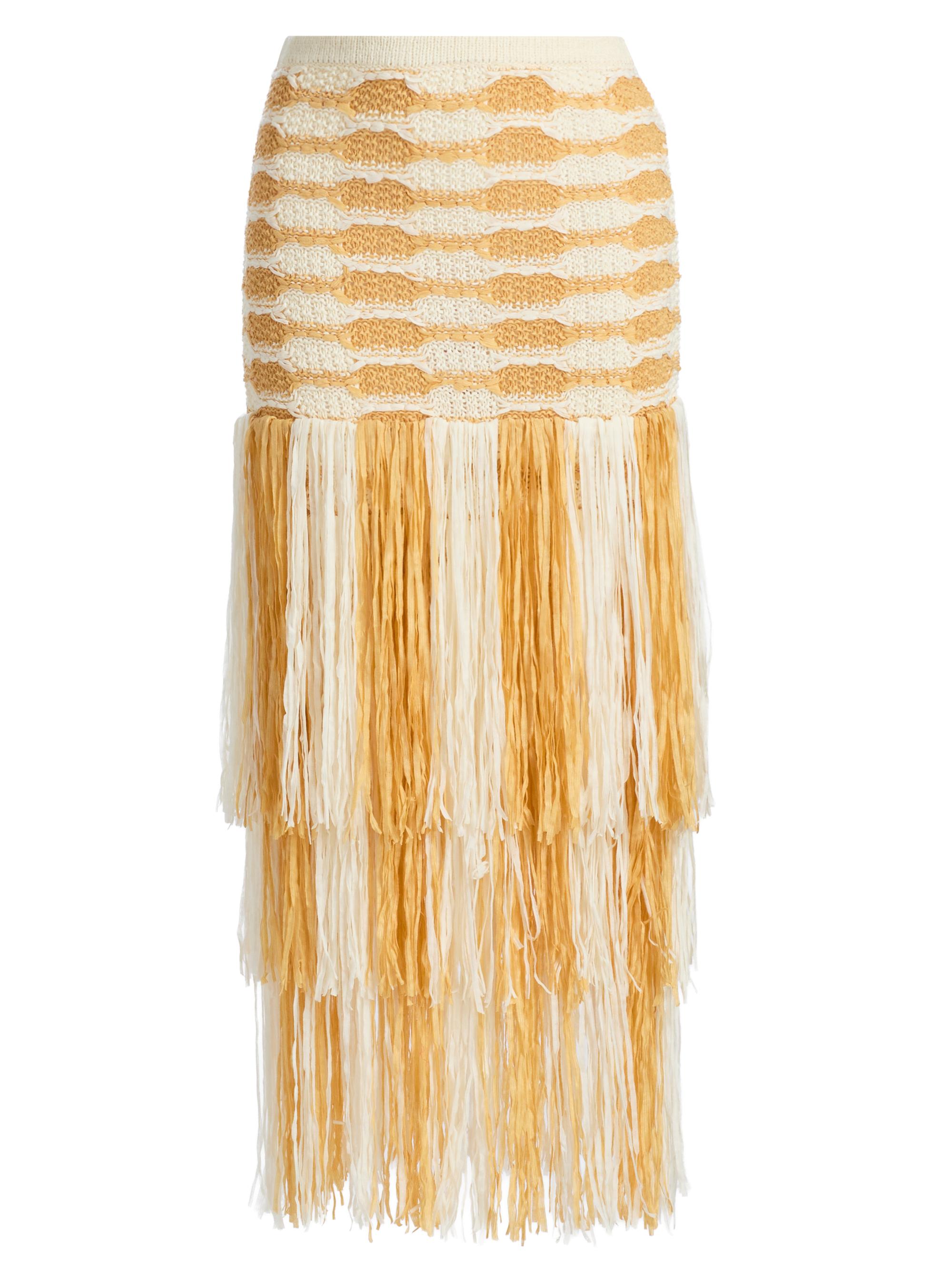 Ulla Johnson Women's Giulietta Fringe Midi-Skirt - Beach
