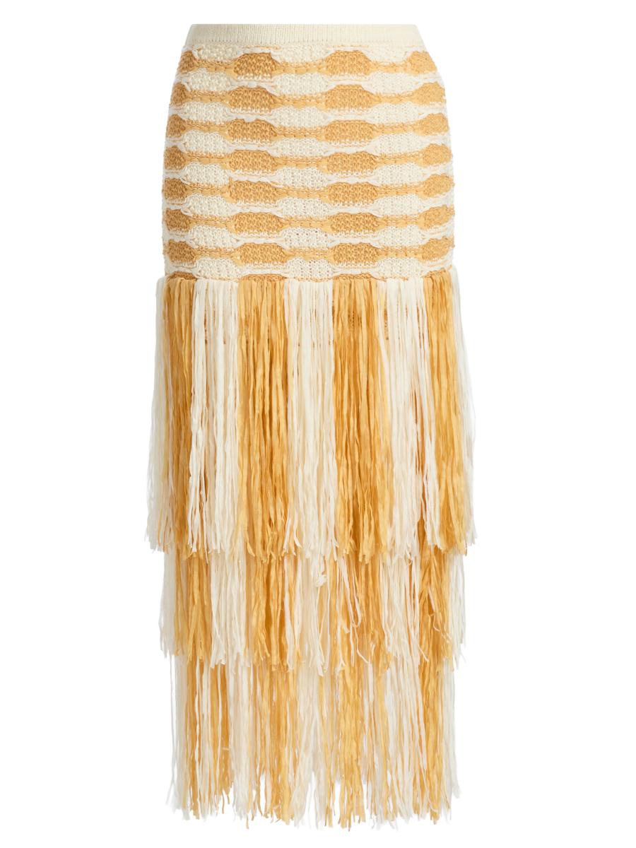 Ulla Johnson Women's Giulietta Fringe Midi-skirt In Sand