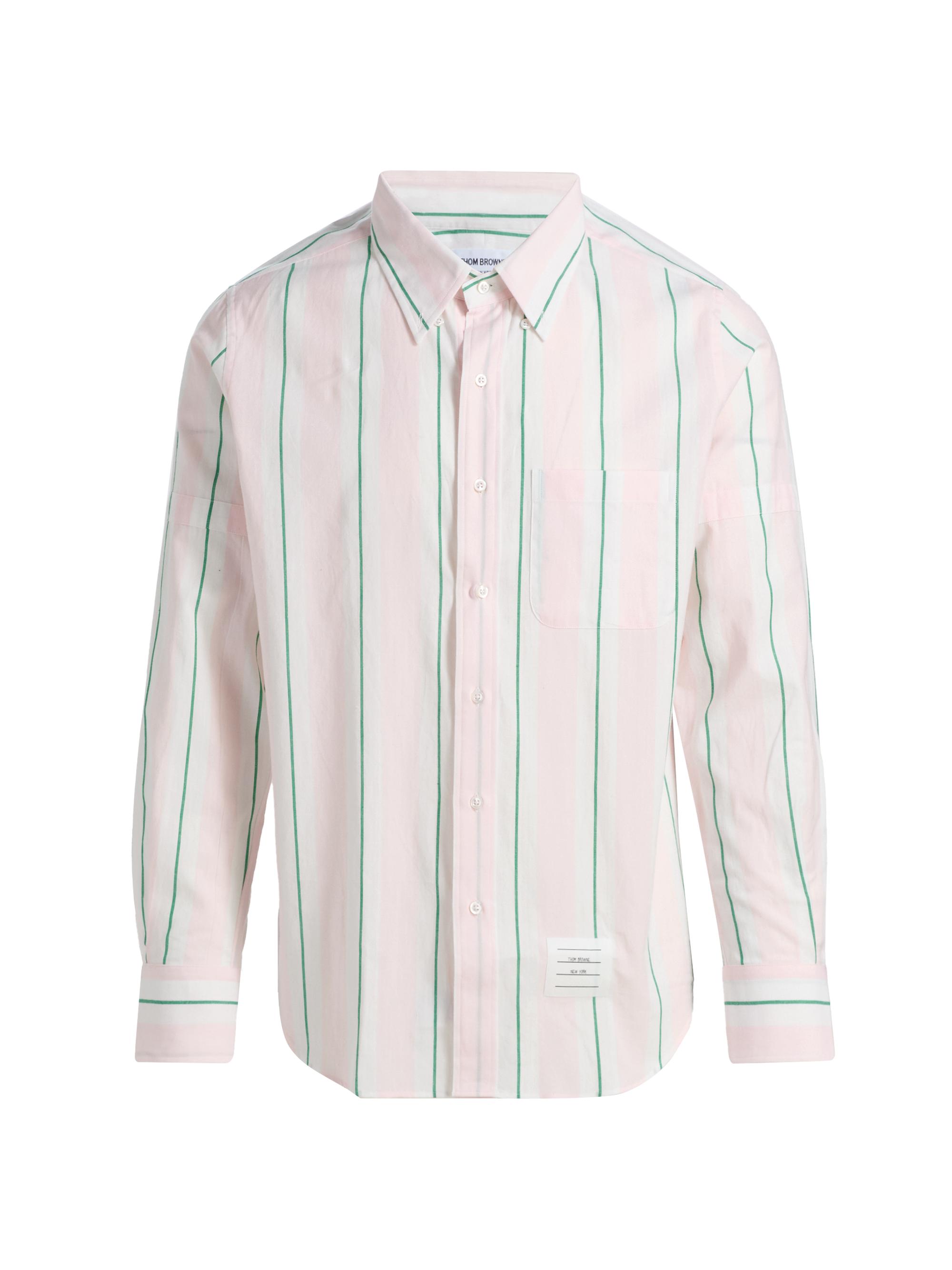 【THOM BROWNE】ストライプ長袖シャツ Thom Browne Straight-Fit Button-Down Stripe Long Sleeve Shirt