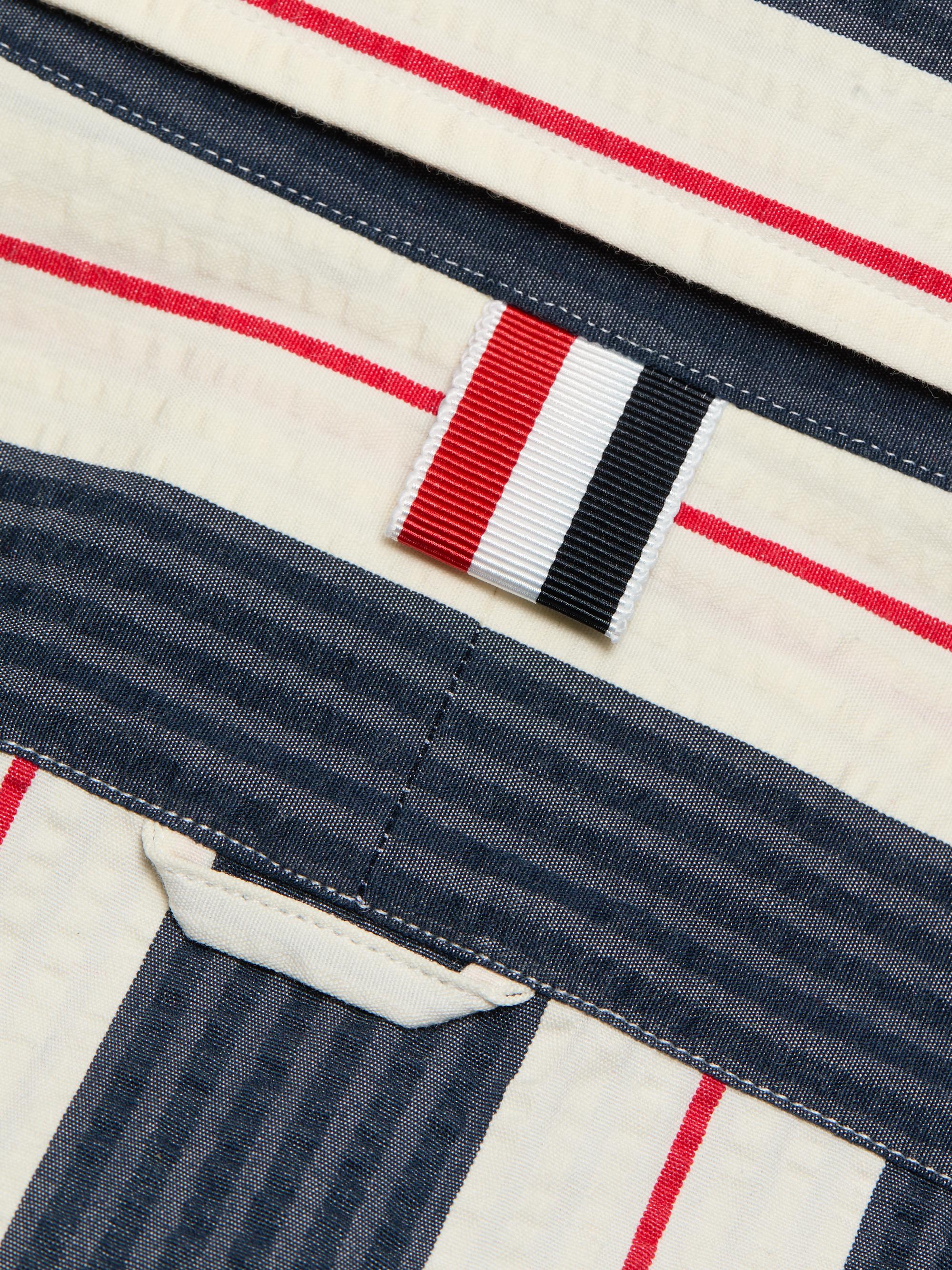 Thom Browne Seersucker Stripe Cotton Zip Shirt | Saks Fifth Avenue