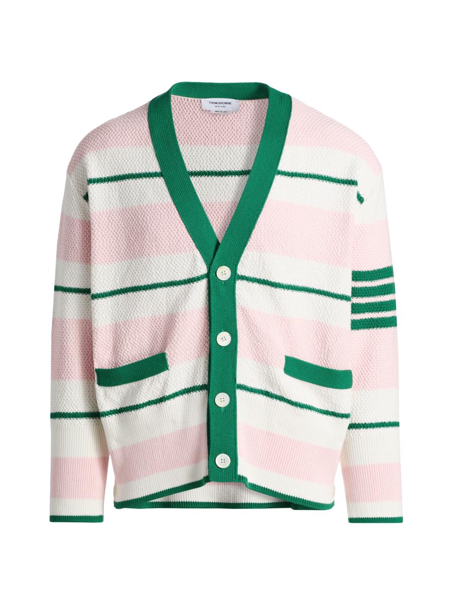 Thom Browne Striped Cotton Cardigan | Saks Fifth Avenue