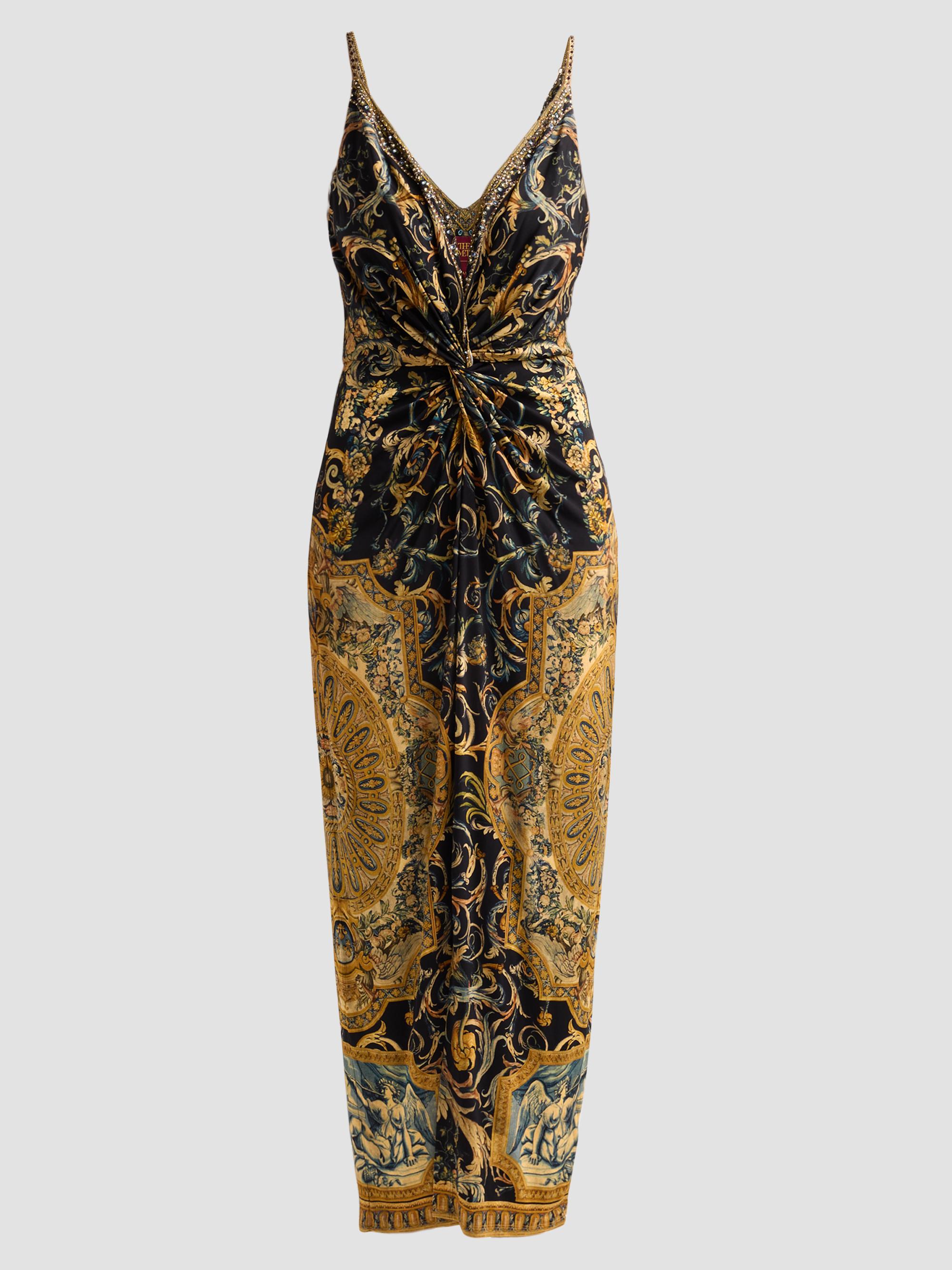 camilla adorned viscose maxi dress CAMILLA | Long Button Front Dress Adorned in Aranjuez, M PINK | Adorned in ARANJUEZ