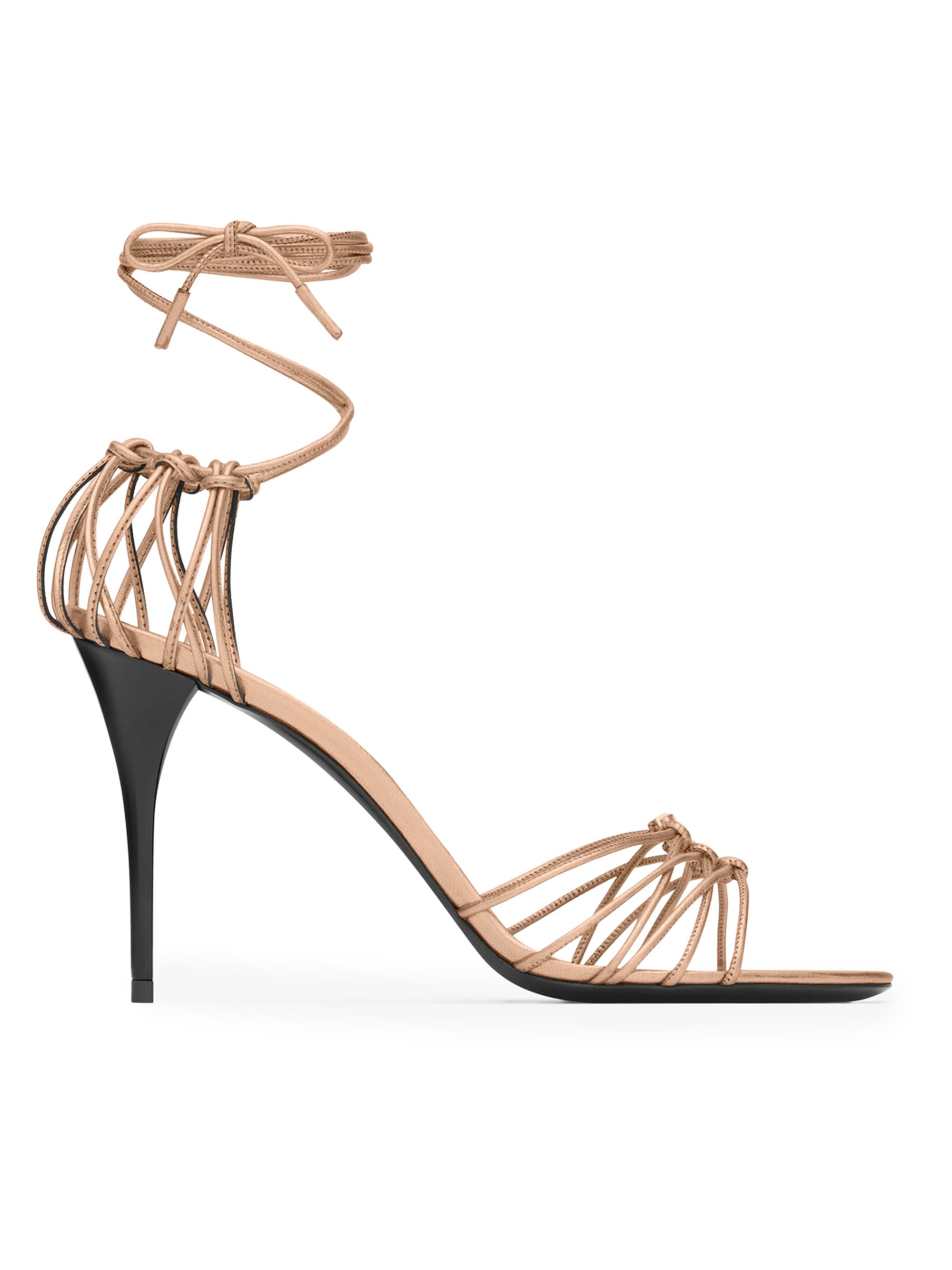 Saint Laurent Women's Babylone Sandals in Metallic Leather - Gold