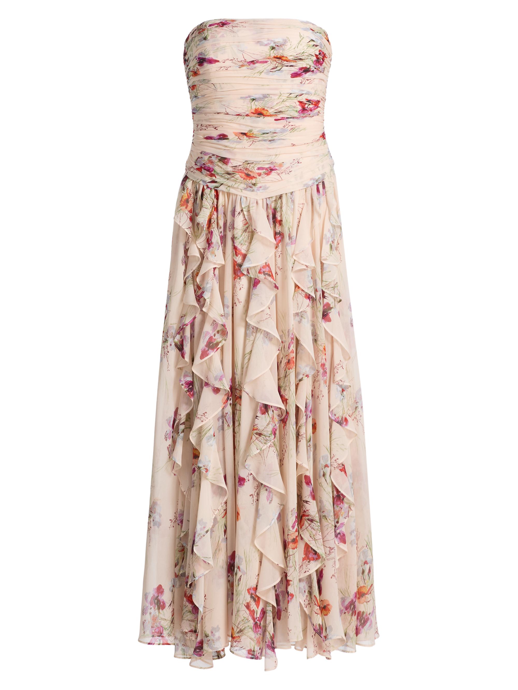 Cinq à Sept Women's Iris Bouquet Galya Ruched A-Line Midi-Dress - Oatmilk Multi