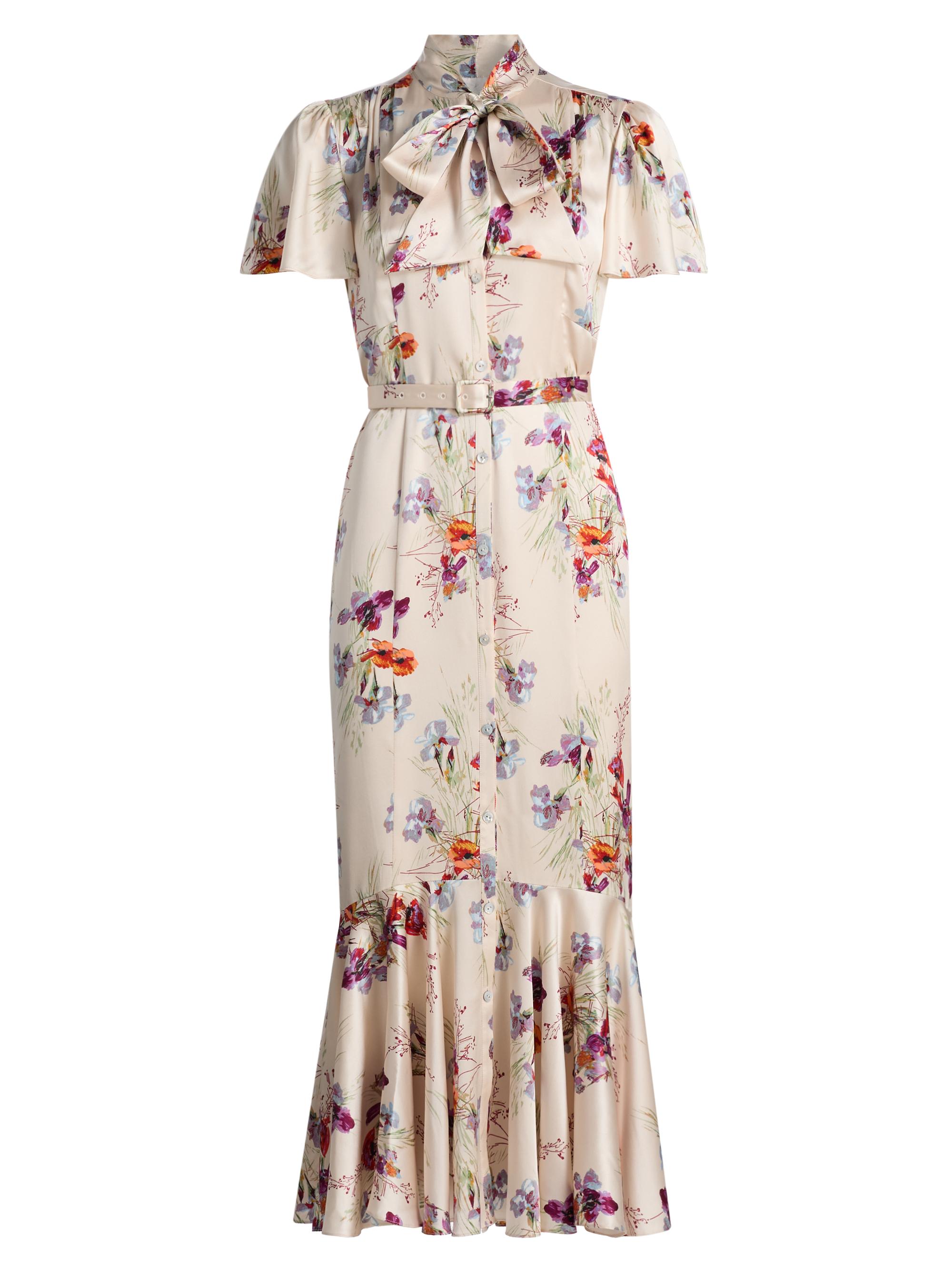 Cinq à Sept Women's Iris Bouquet Willow Floral A-Line Midi-Shirtdress - Oatmilk Multi