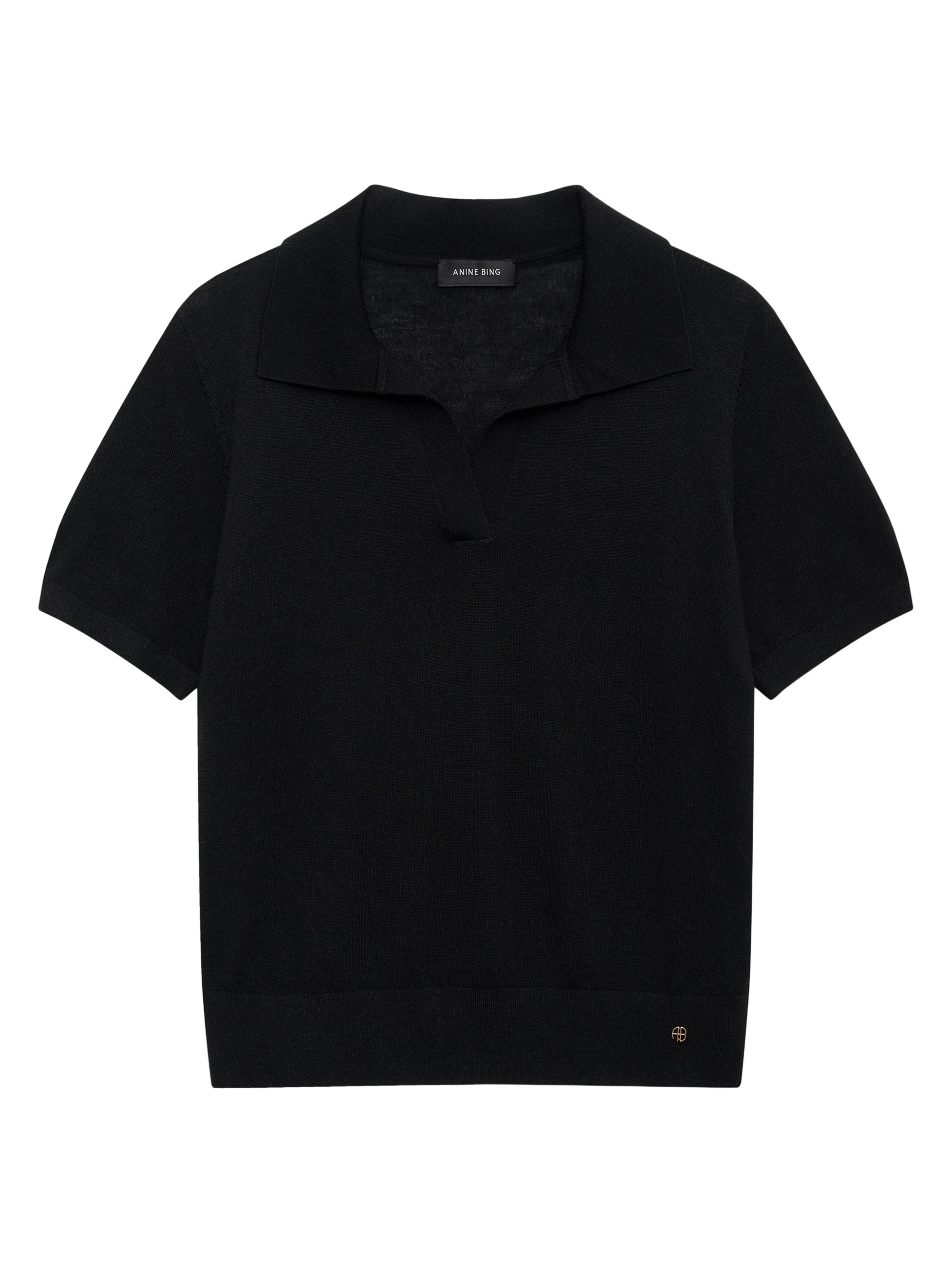 Anine Bing Women's Moni Johnny Collar Polo Sweater - Black