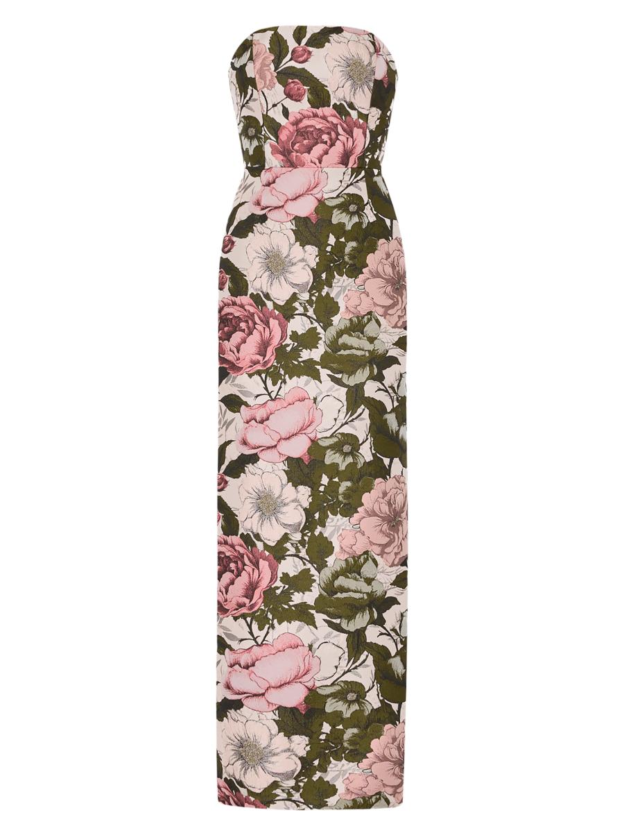 floral jacquard tiered maxi dress let me be LET ME BE Floral Jacquard Tiered Maxi Dress Women's Size SP Melon