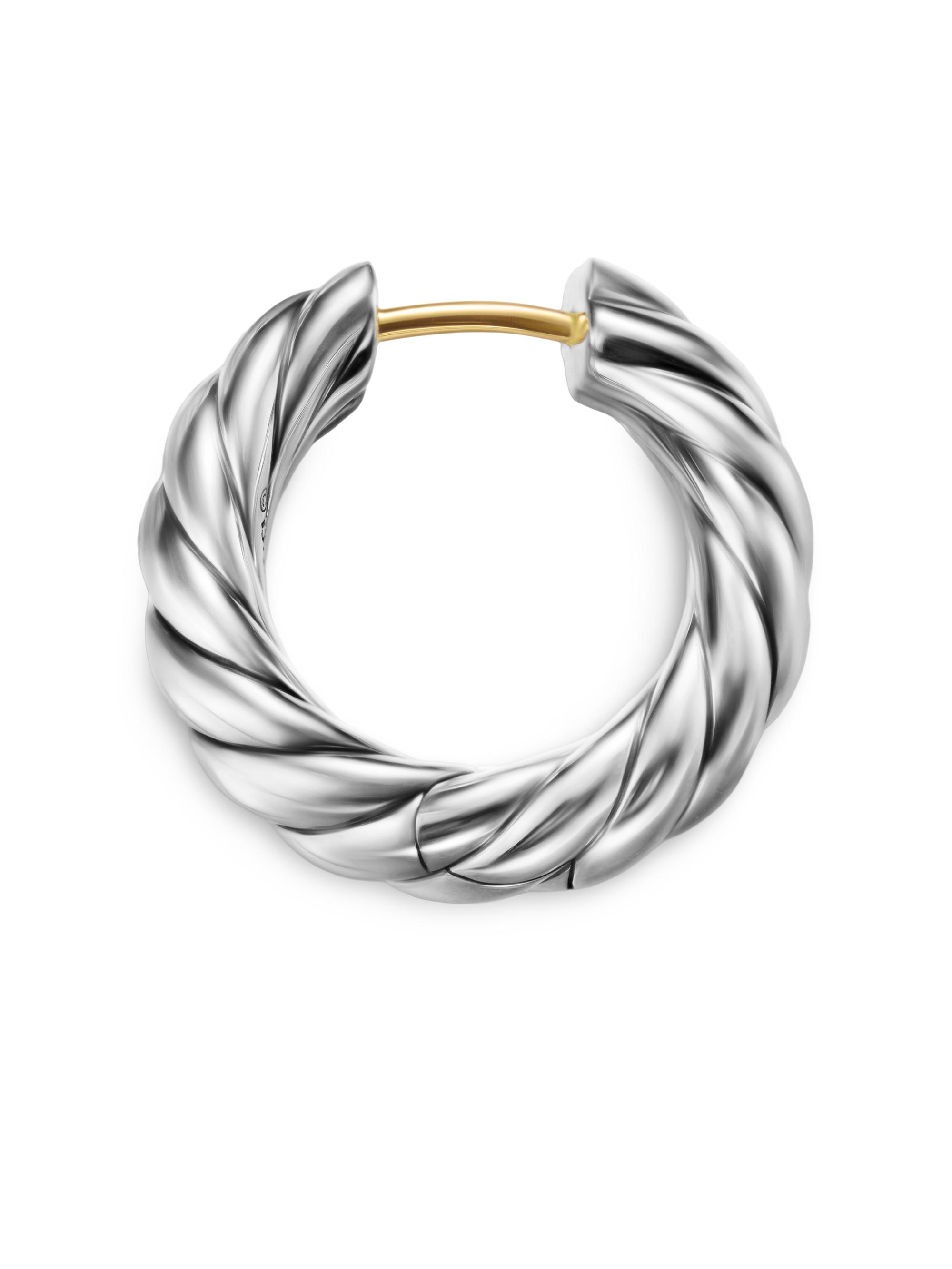 David Yurman Women's Sculpted Cable Hoop Earrings in Sterling Silver 18.6MM - Silver