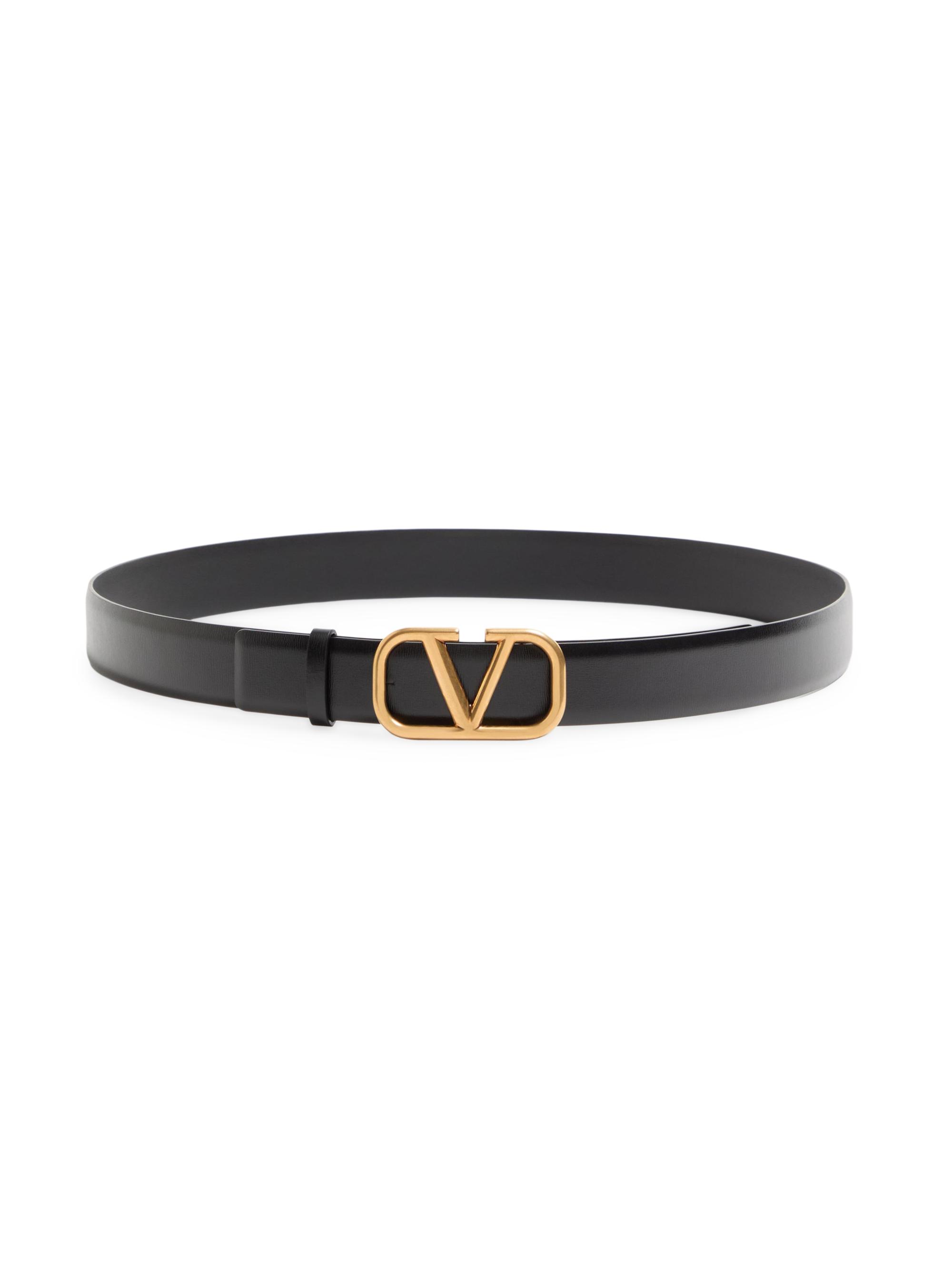 Valentino Garavani Men's VLogo Signature Calfskin Belt - Black