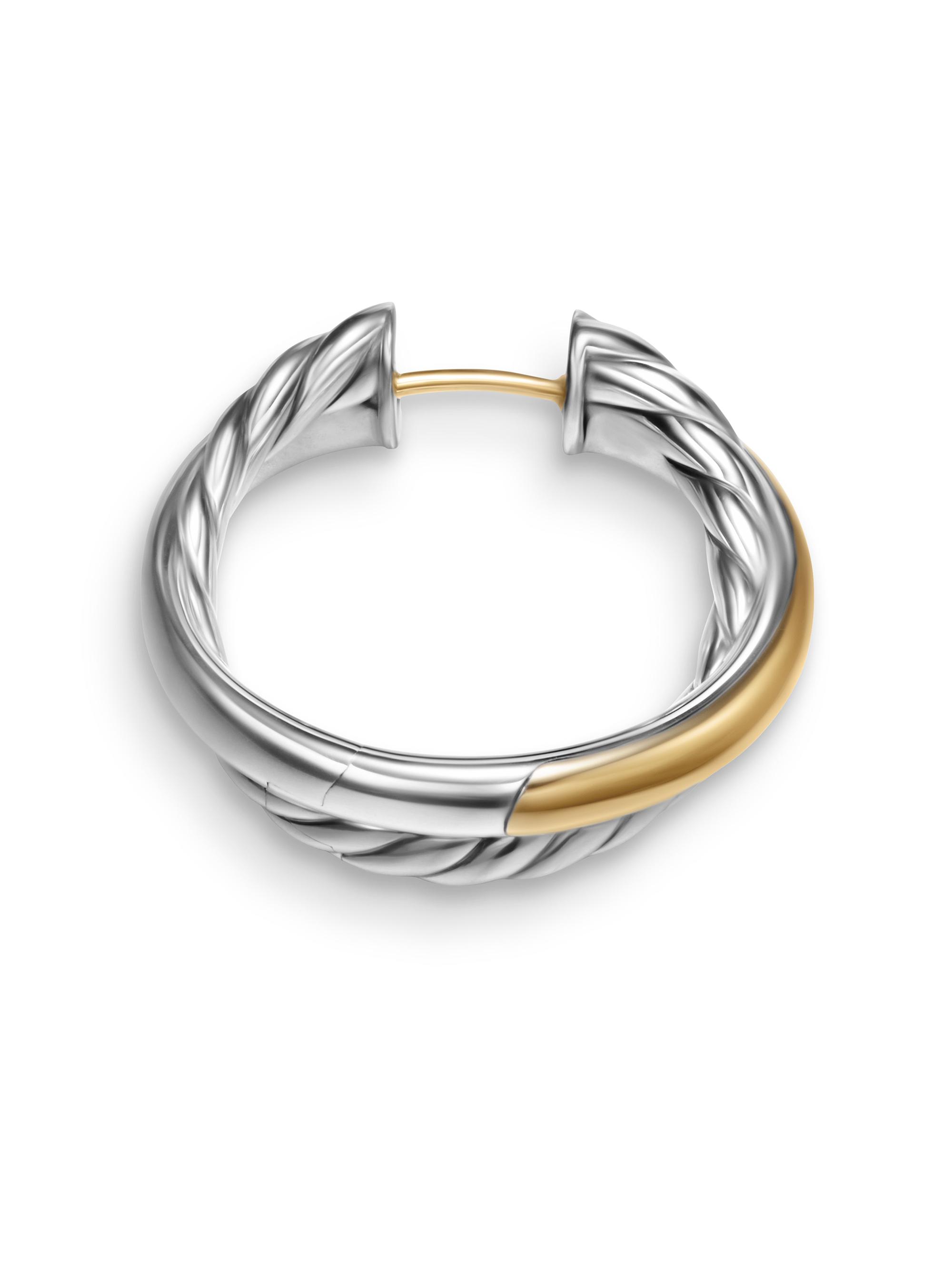 David Yurman Women's Crossover Hoop Earrings in Sterling Silver with 14K Yellow Gold 22.3MM - Silver