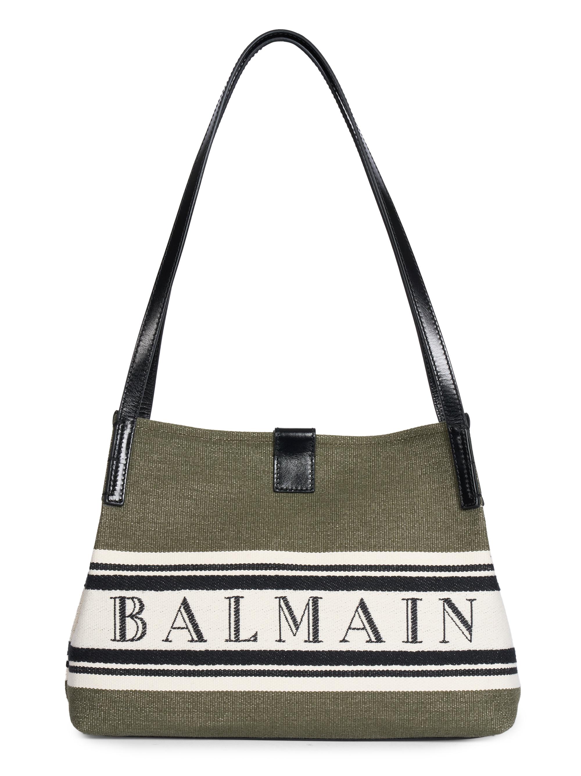 Balmain Women's Release Canvas  Shopper Bag - Dark Olive Multi