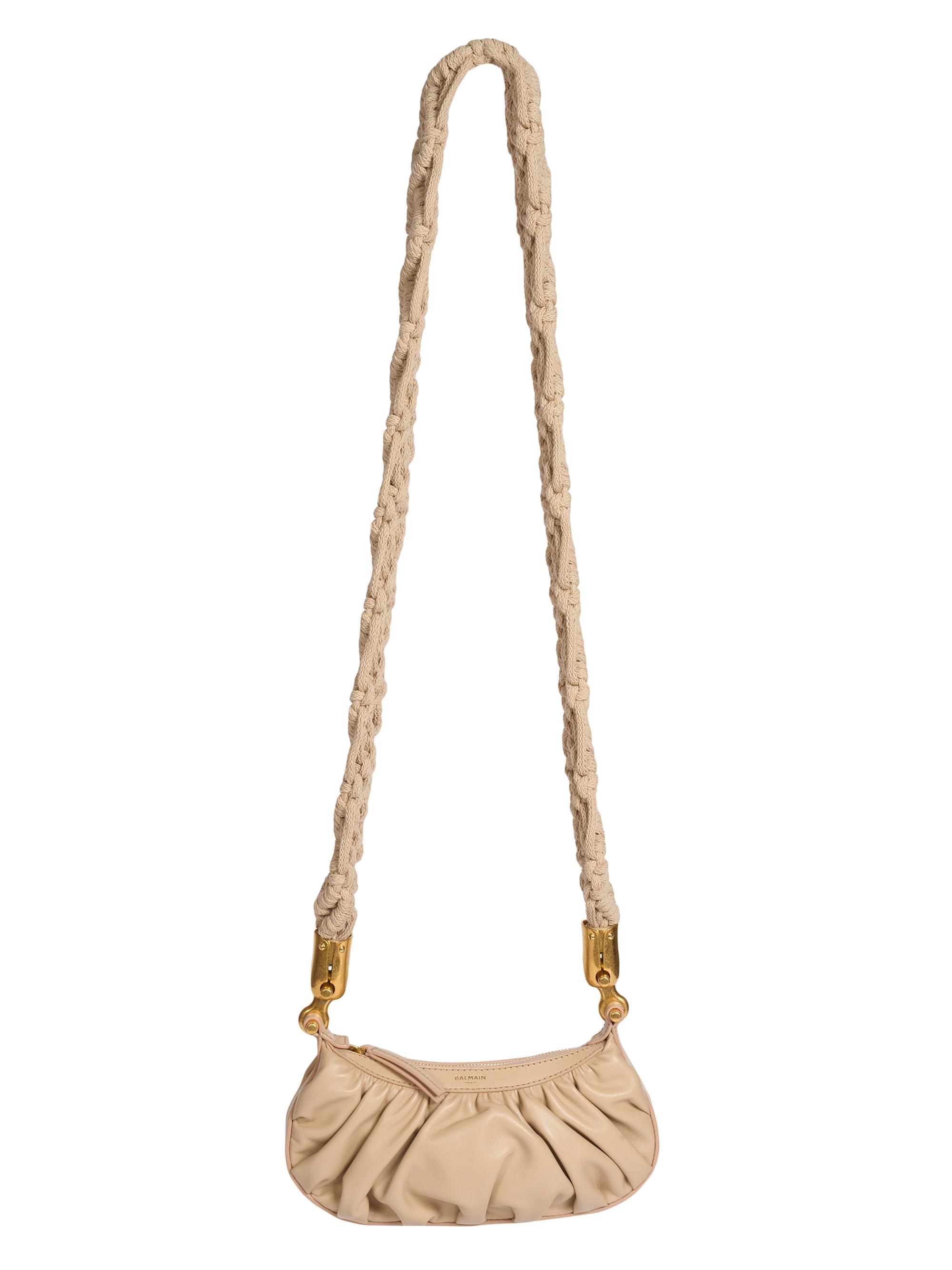 Balmain Women's Ebene Mini Scrunched Leather Crossbody Bag - Sand