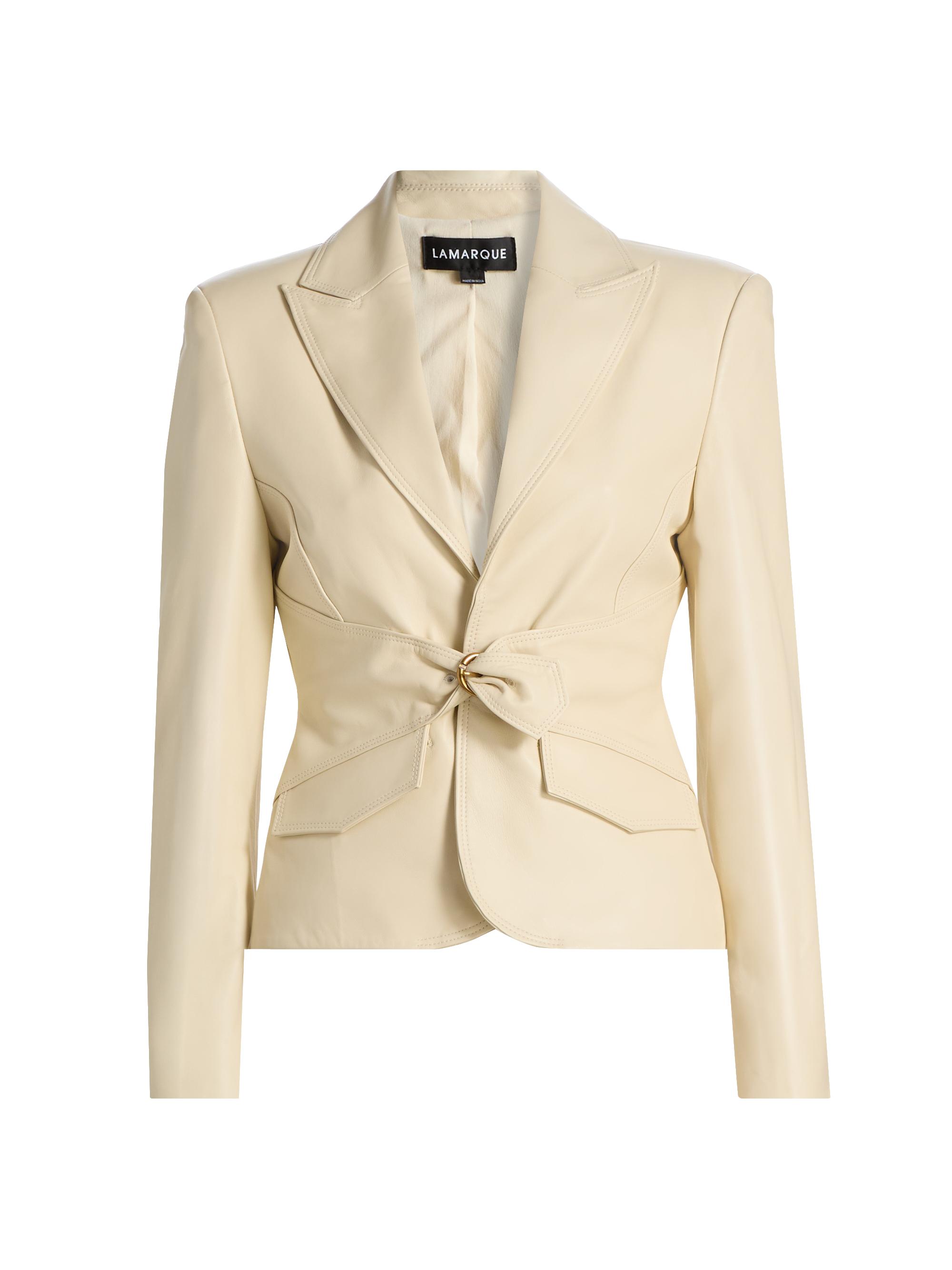 Lamarque Women's Wiley Belted Leather Blazer - Butter