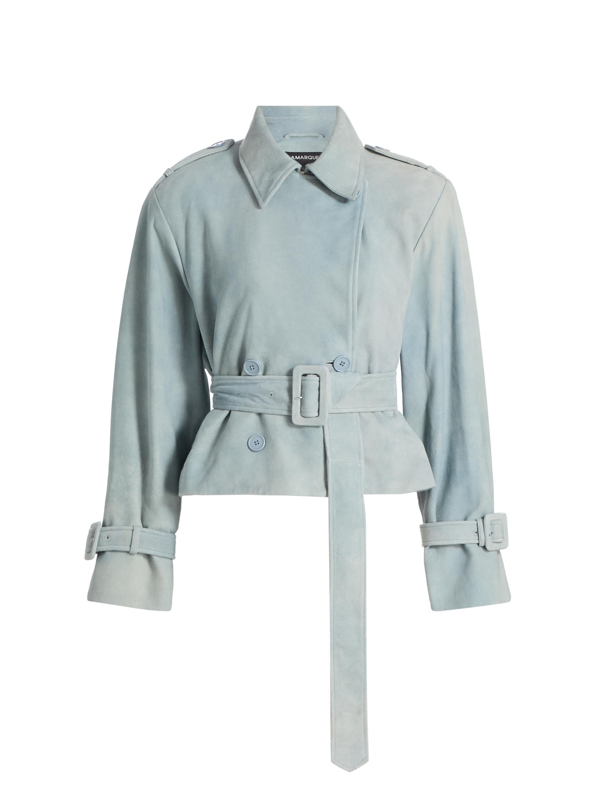 Lamarque Women's Dhana Denim Crop Trench Coat - Distressed Blue
