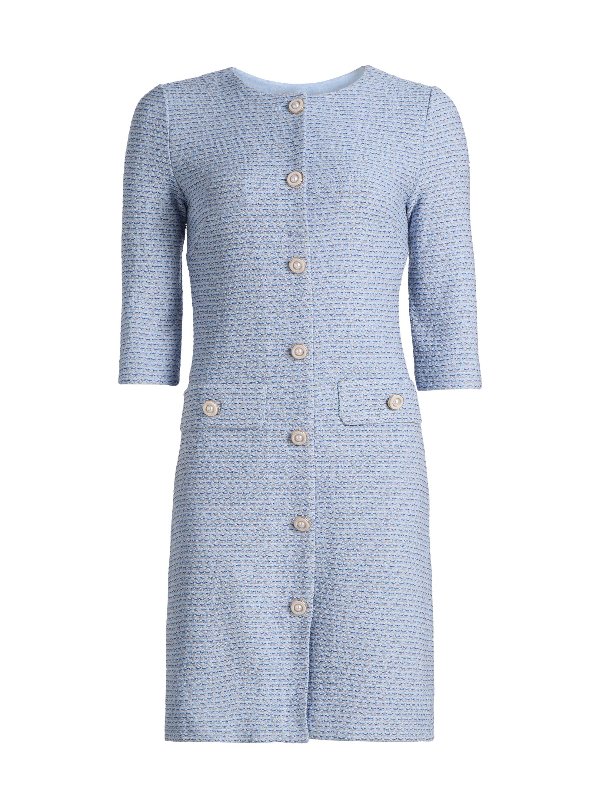 Misook Women's Tweed Knit Sheath Knee-Length Dress - Powder Blue Aegean Biscotti | Thumbnail 8