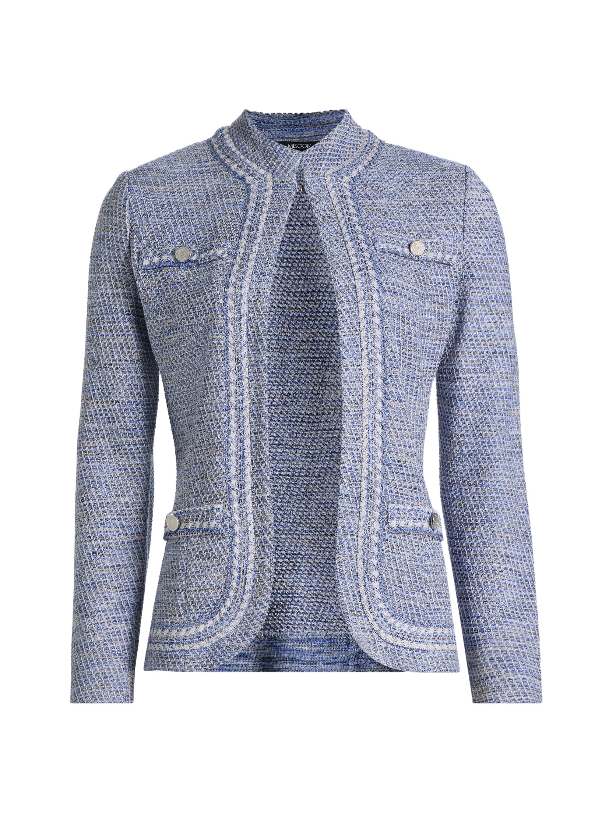 Misook Women's Mélange Tweed Knit Jacket - Aegean Biscotti White Black