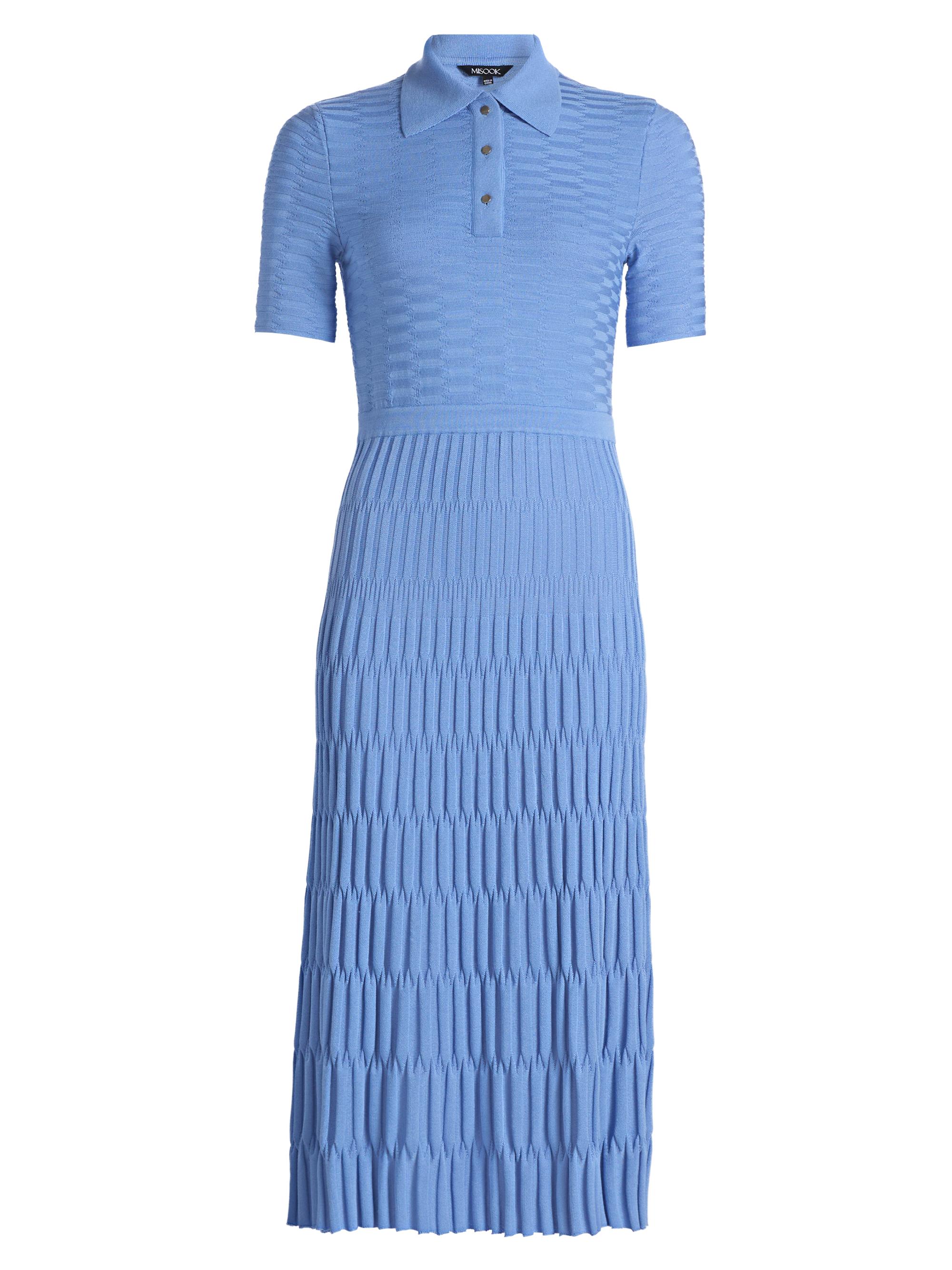 Misook Women's Knit A-Line Polo Maxi Dress - Tranquil Blue