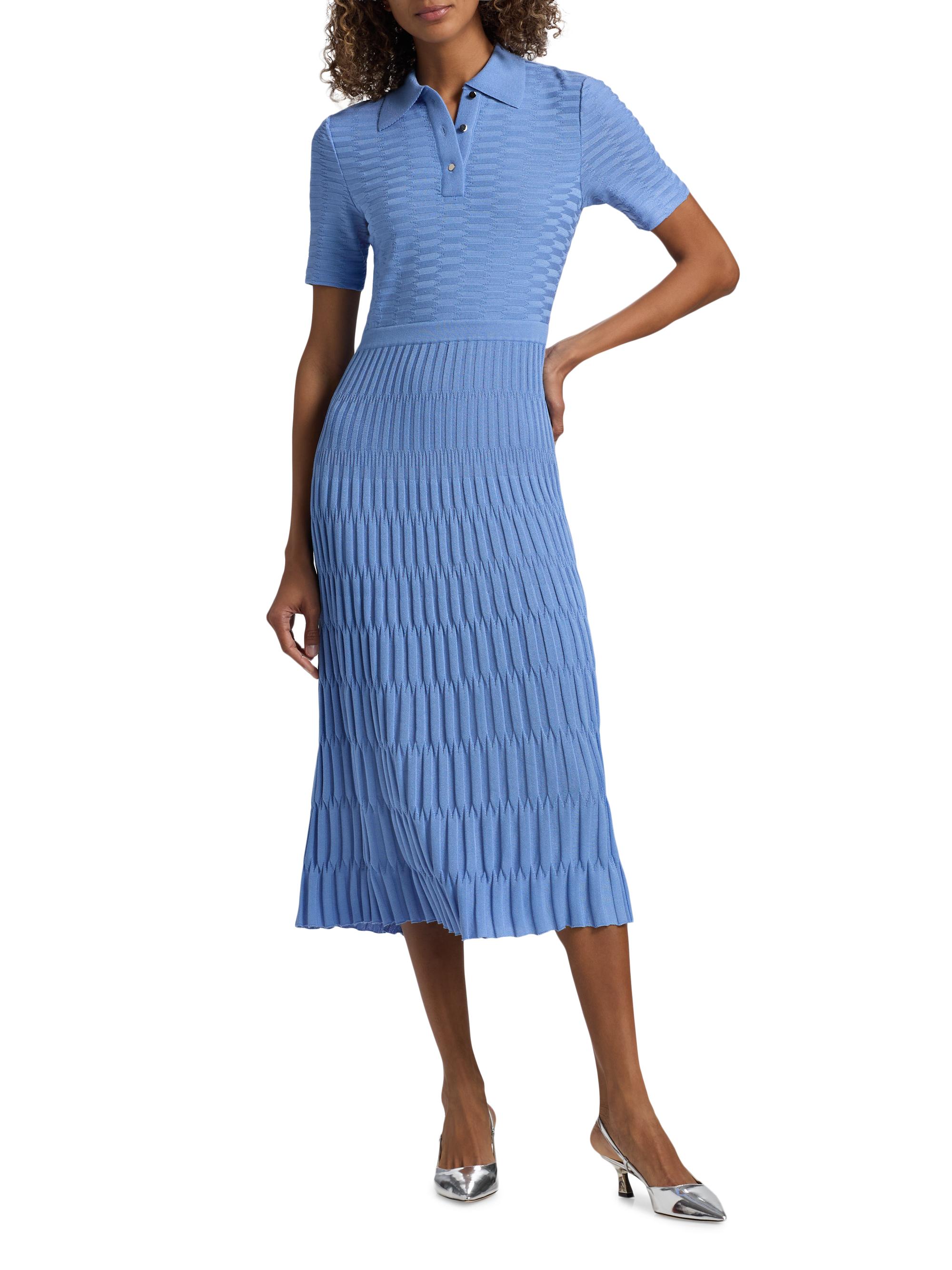 knit polo maxi dress Riviera Ribbed Knit Polo Maxi Dress L / Black