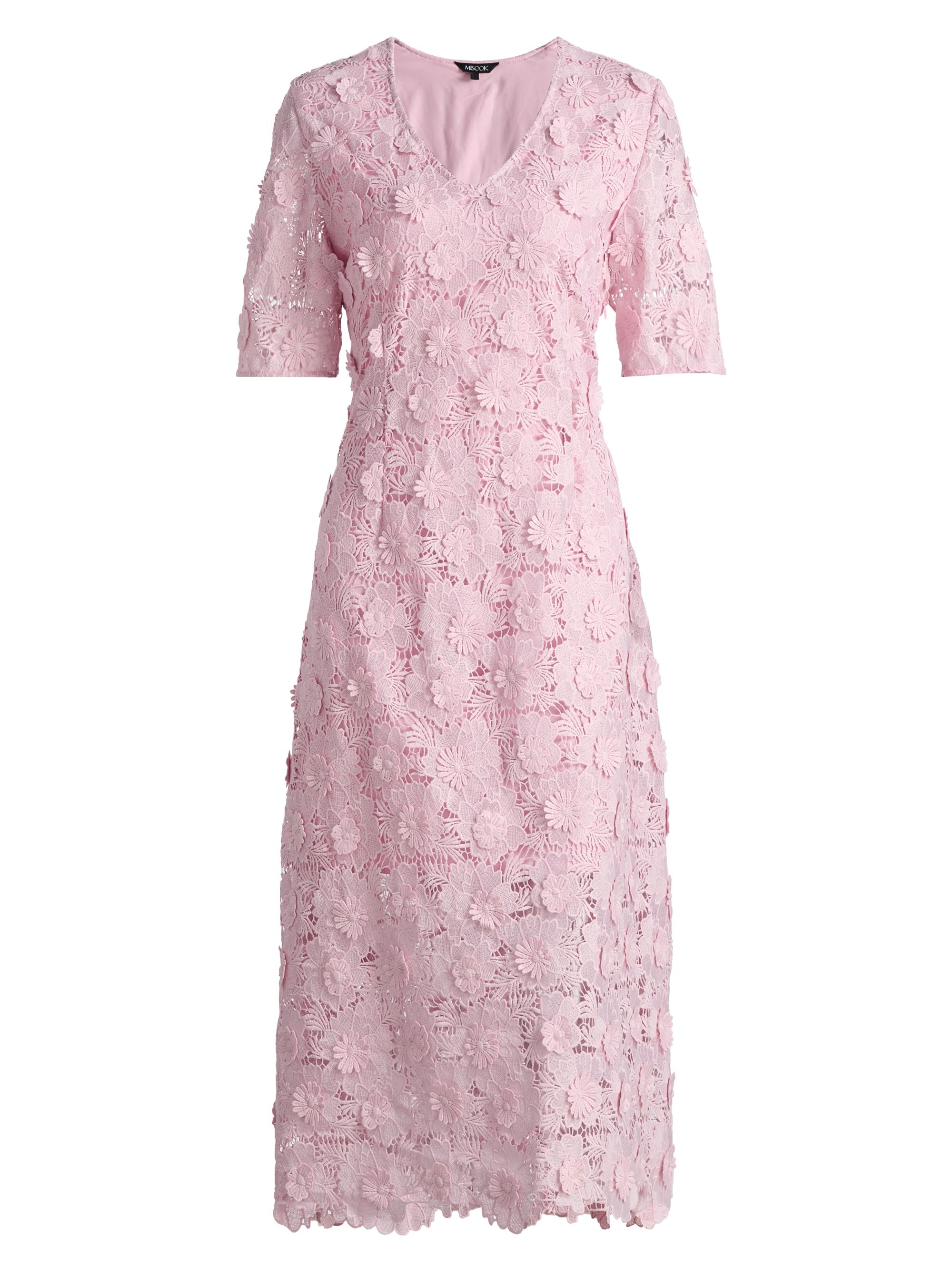 Misook Women's Floral Lace Appliqué Midi-Dress - Cherry Blossom