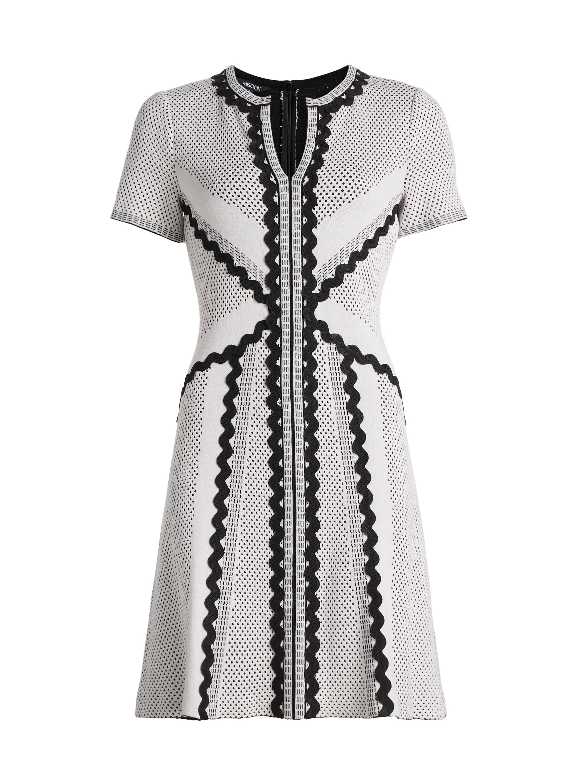 Misook Women's Knit A-Line Knee-Length Dress - White Black