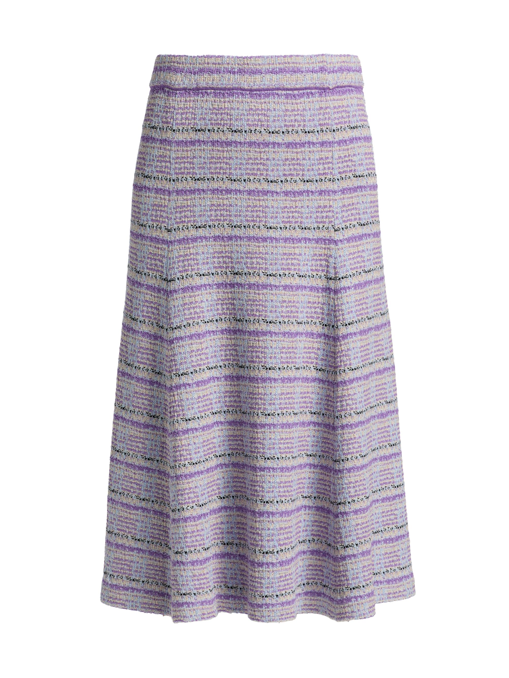 Misook Women's Striped Tweed Knit Midi-Skirt - Powder Blue Multi