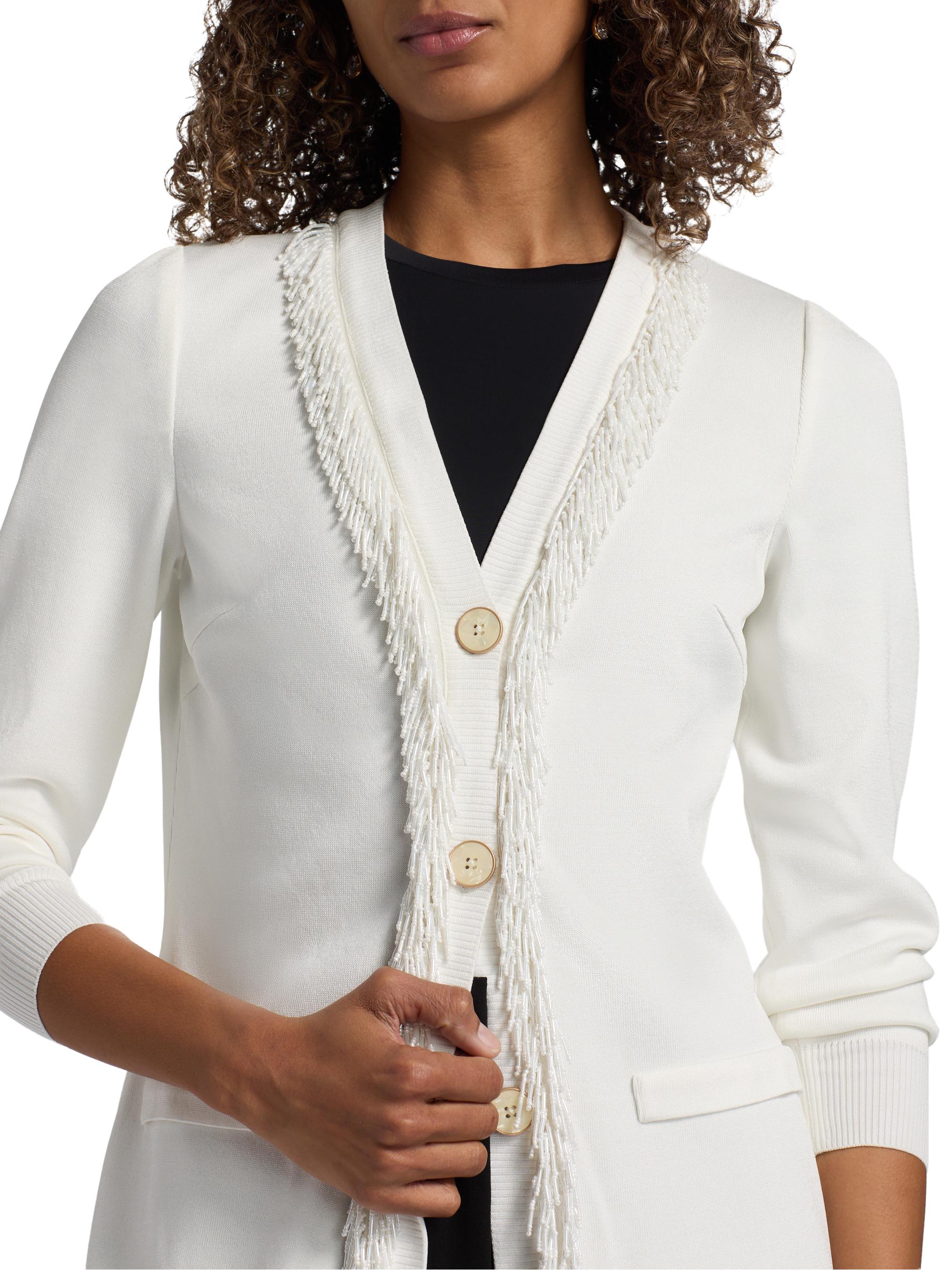Misook Beaded-Trim Knit Cardigan | Saks Fifth Avenue