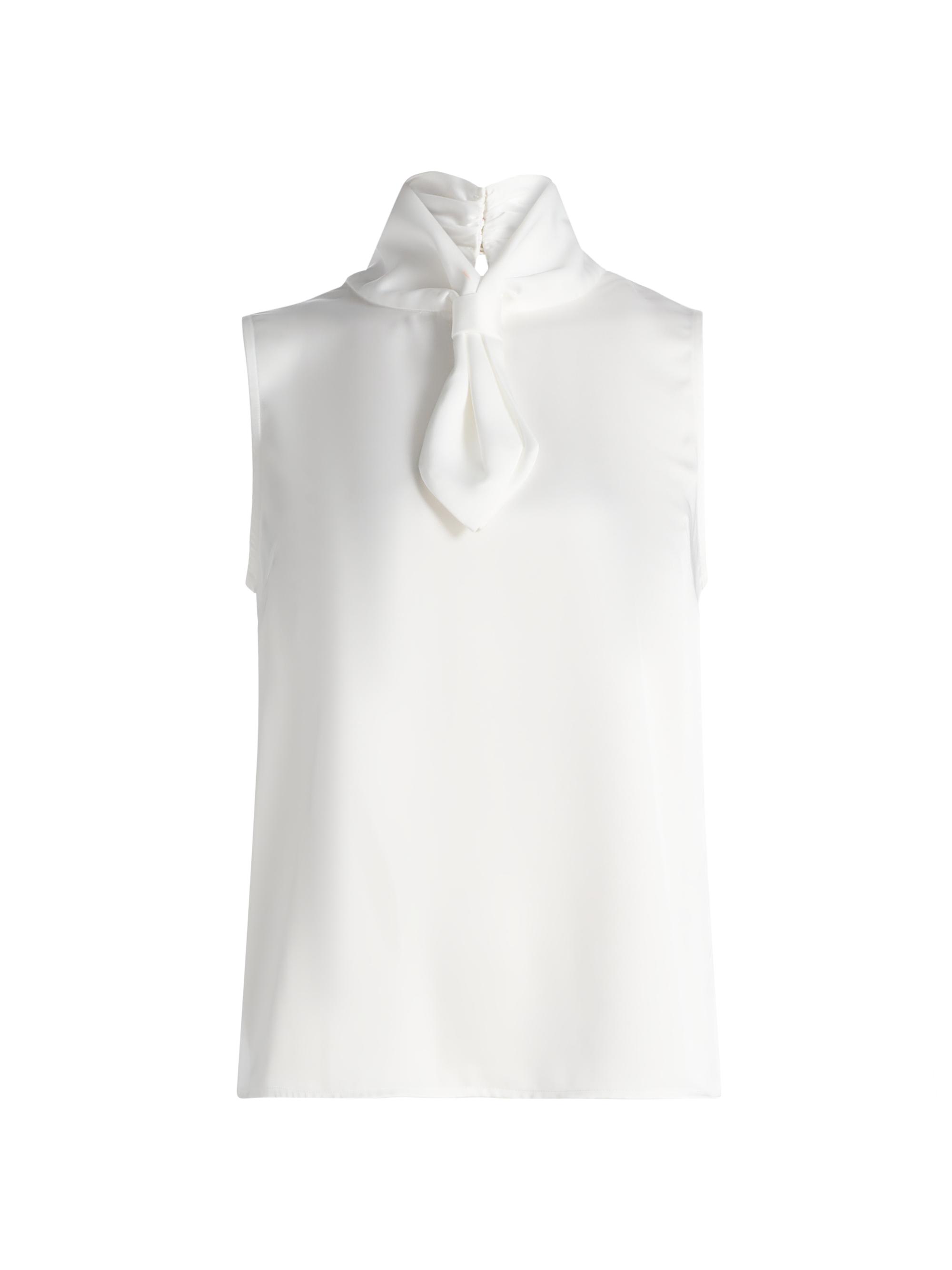 Misook Women's Crepe De Chine Tieneck Blouse - White