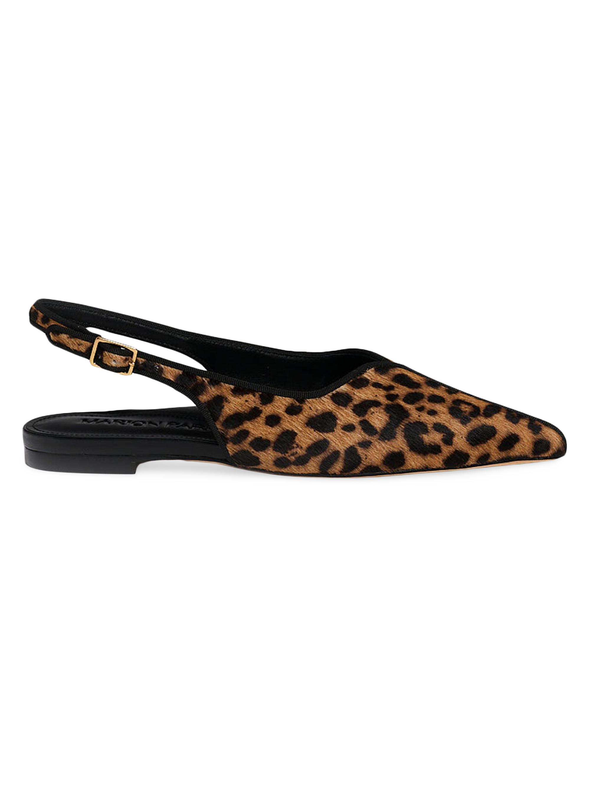 Marion Parke Women's Cynthia Slingback Calf Hair Flats - Leopard