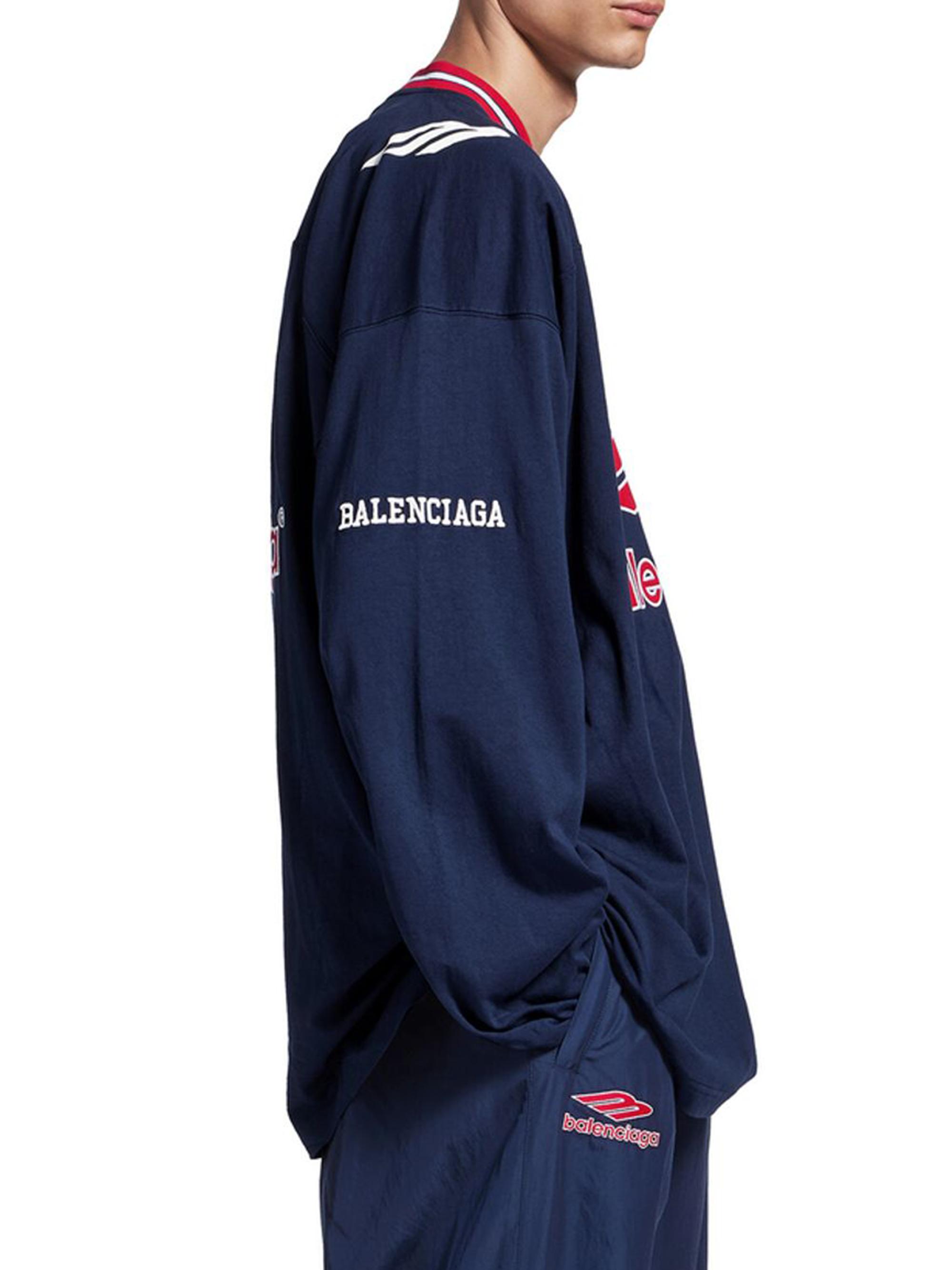 Balenciaga 3B Football Long Sleeve V-Neck T-Shirt | Saks Fifth Avenue
