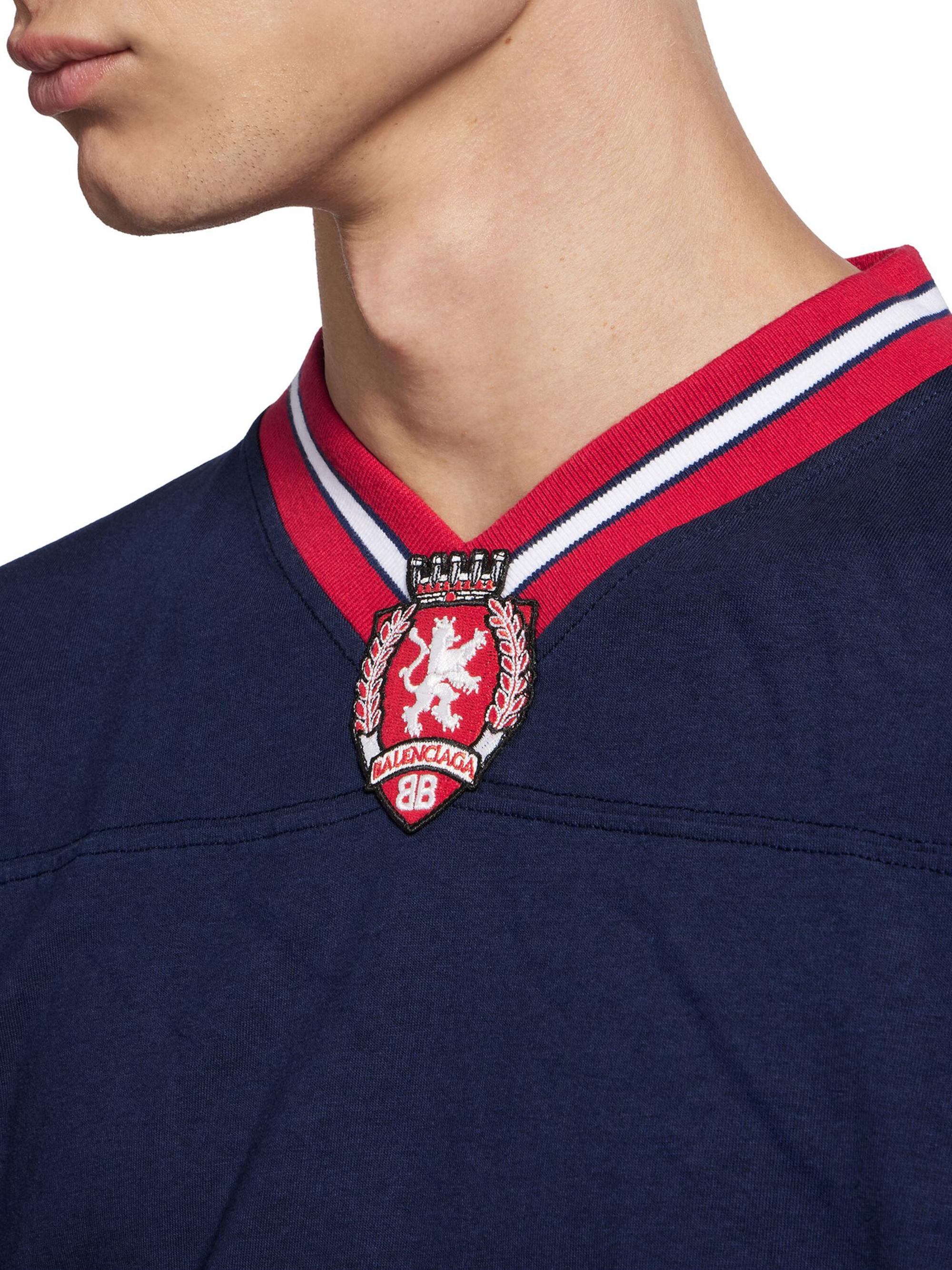 Balenciaga 3B Football Long Sleeve V-Neck T-Shirt | Saks Fifth Avenue
