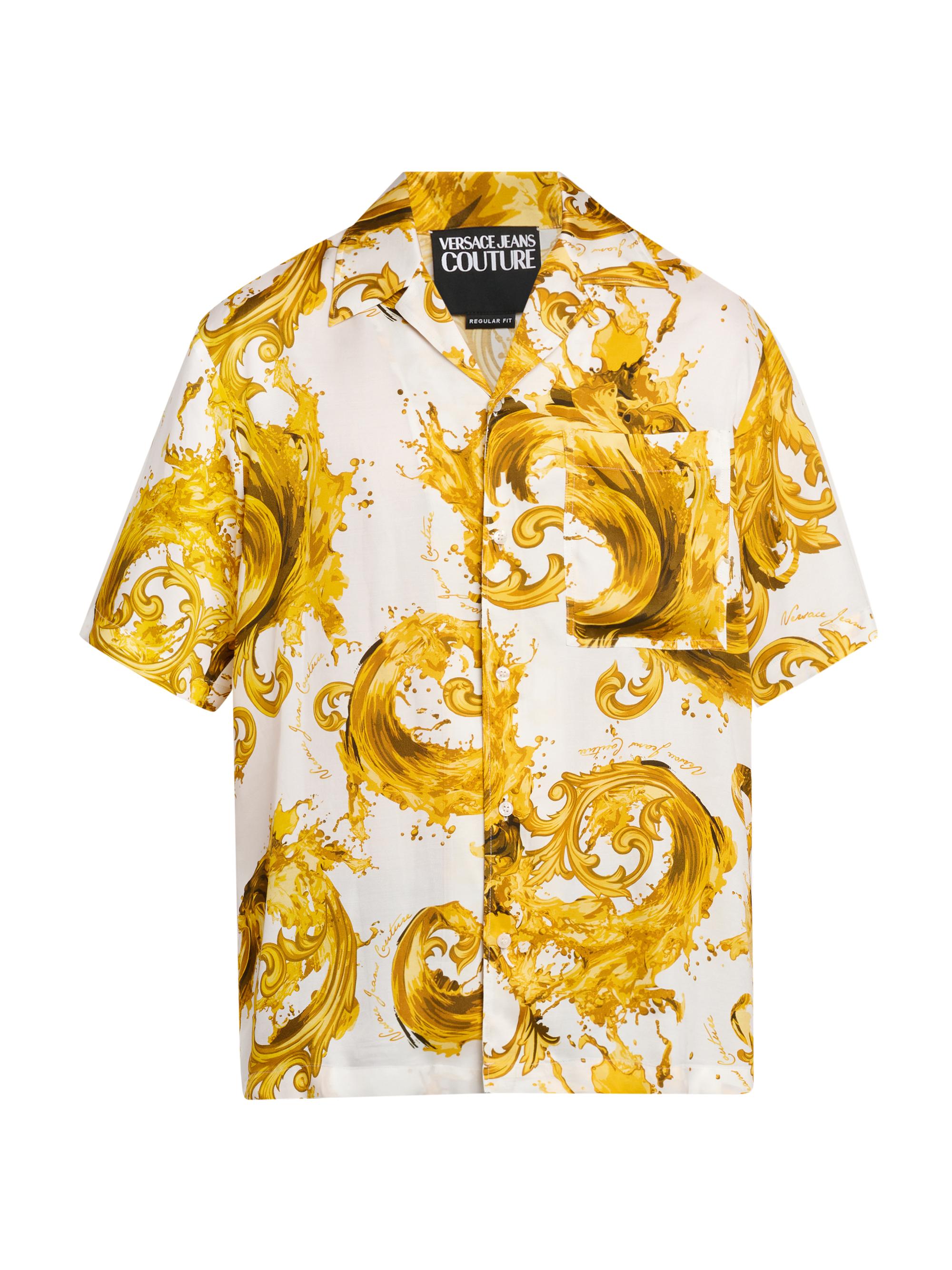 Versace Jeans Couture Men's Barocco Short-Sleeve Shirt - White Gold