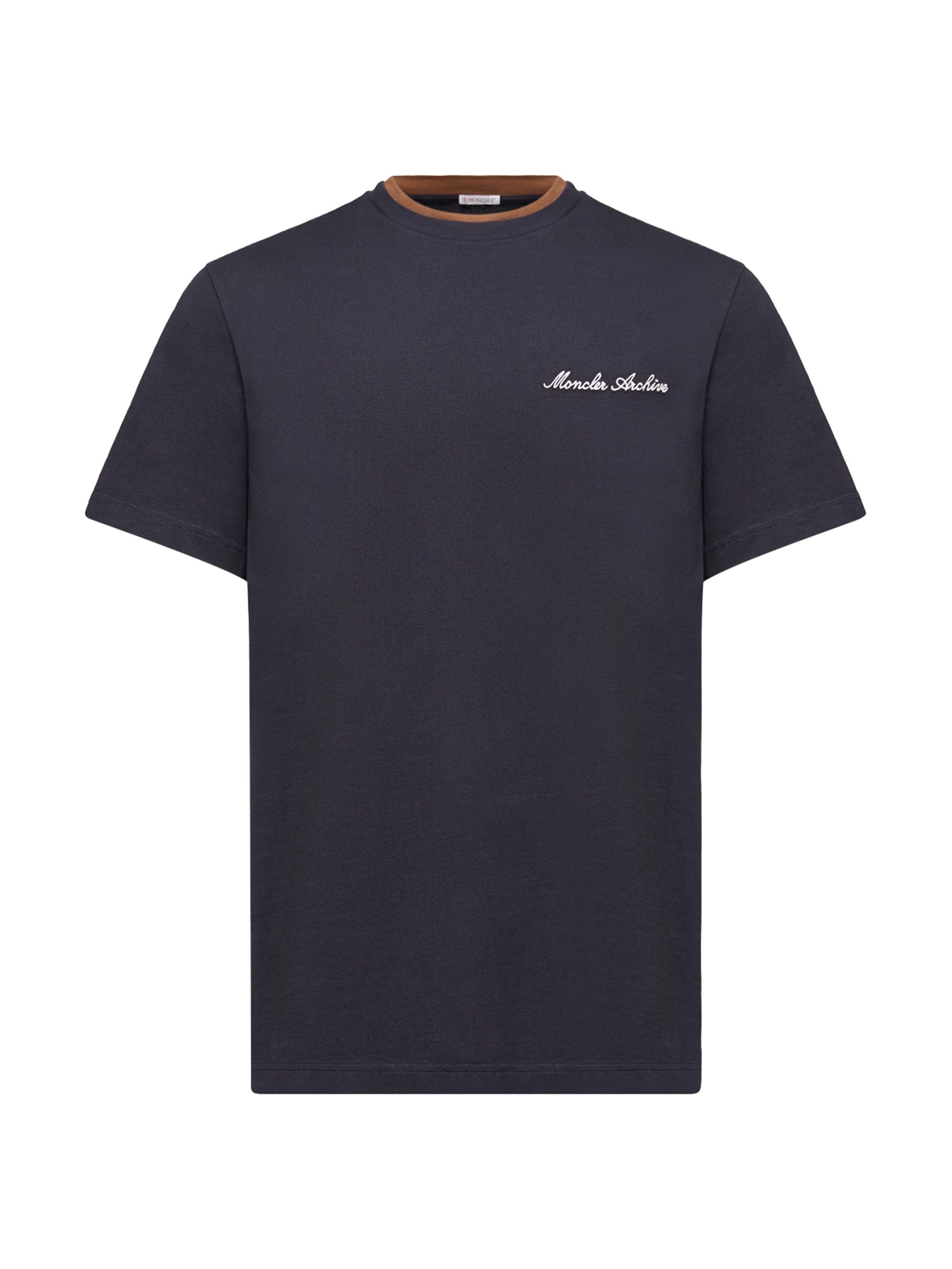Moncler Men's Crew-Neck T-Shirts in Cotton - Navy Blue
