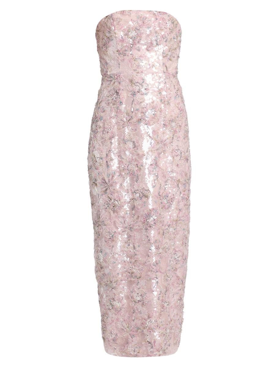 Milly Women's Jasmine Sequined Strapless Gown In Pink