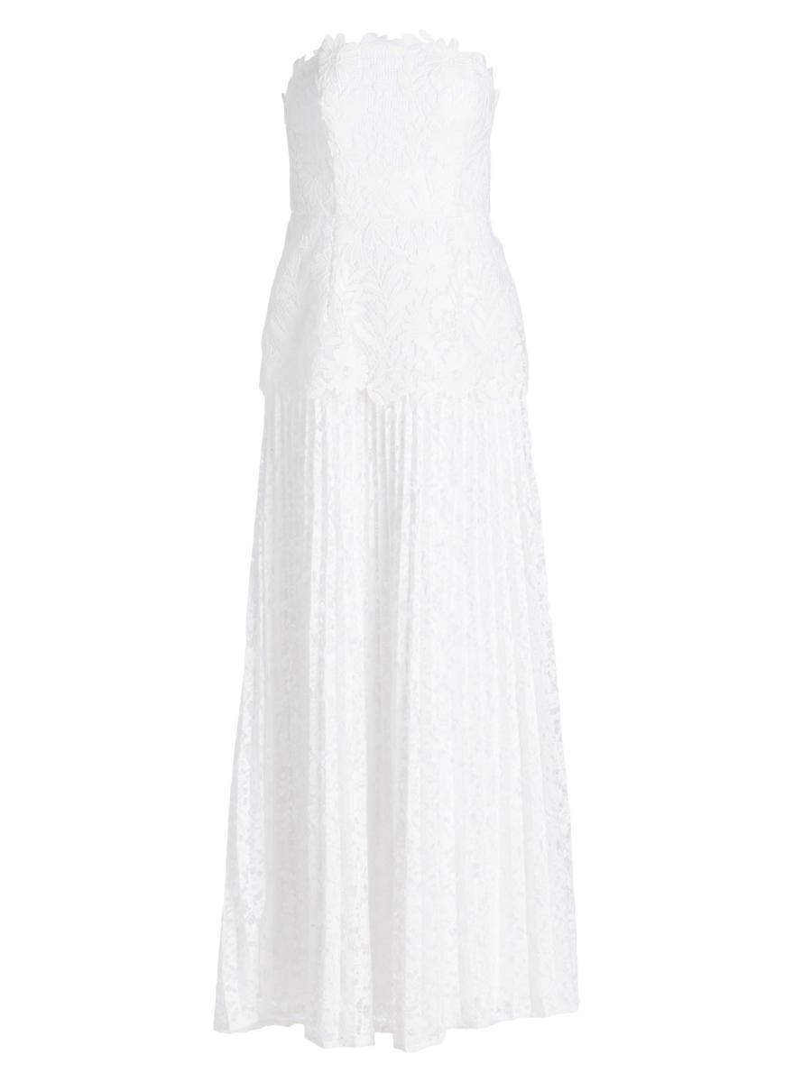 Milly Women's Norelle Lace Strapless Maxi Dress In White