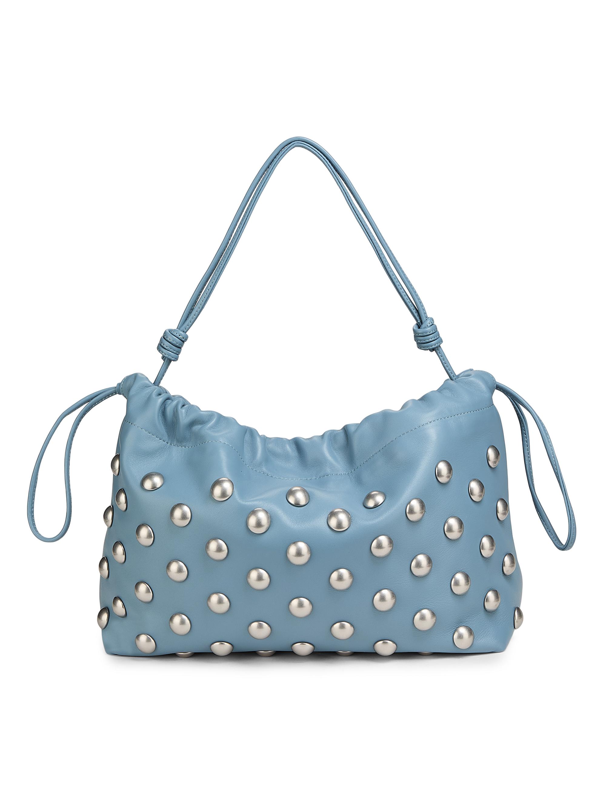 A.L.C. Women's Arlo Studded Leather Shoulder Bag - Slate Blue Nickel