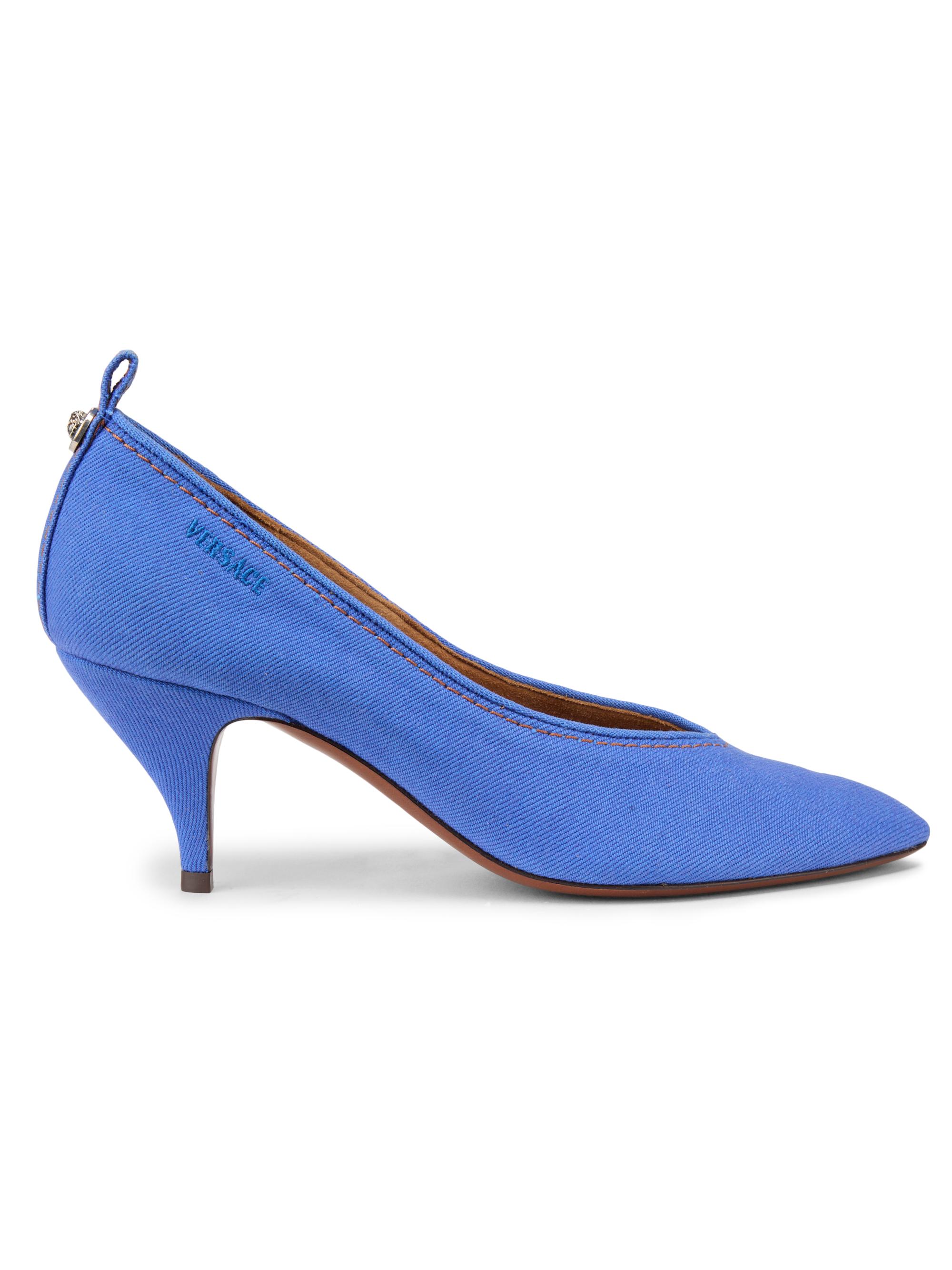 Versace Women's 65MM Denim Pumps - Sky Blue Palladium