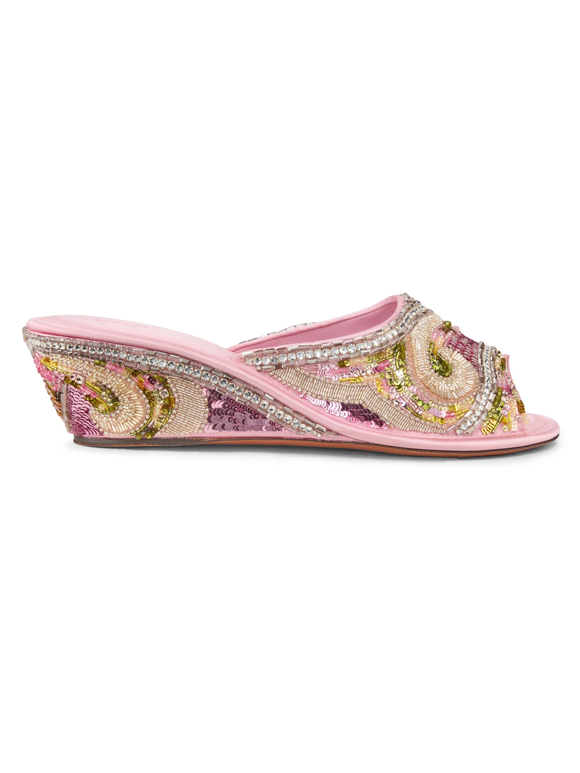 Versace Women's 50MM Beaded Mule Wedges - Geranium