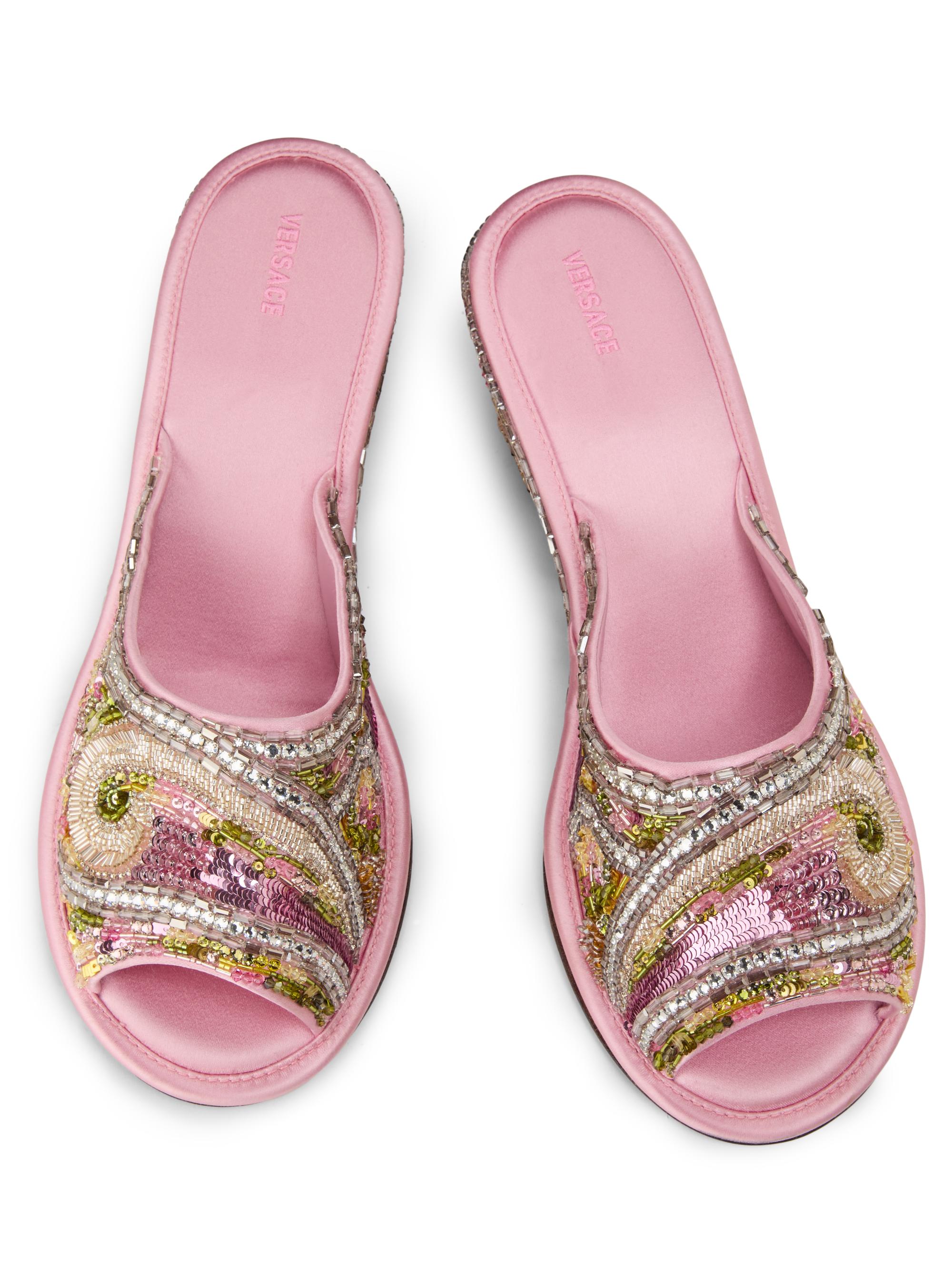 Versace 50MM Beaded Mule Wedges | Saks Fifth Avenue