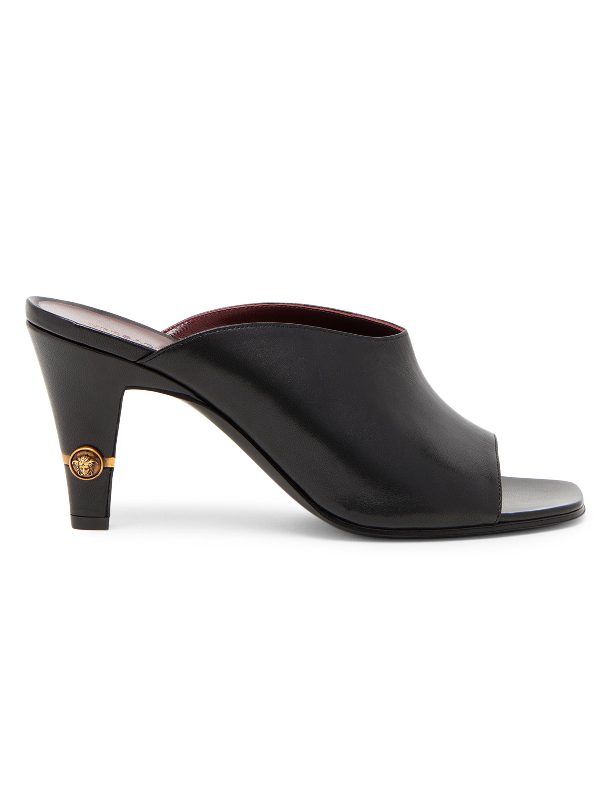 Versace Women's 80MM Medusa Leather Mules - Black Gold