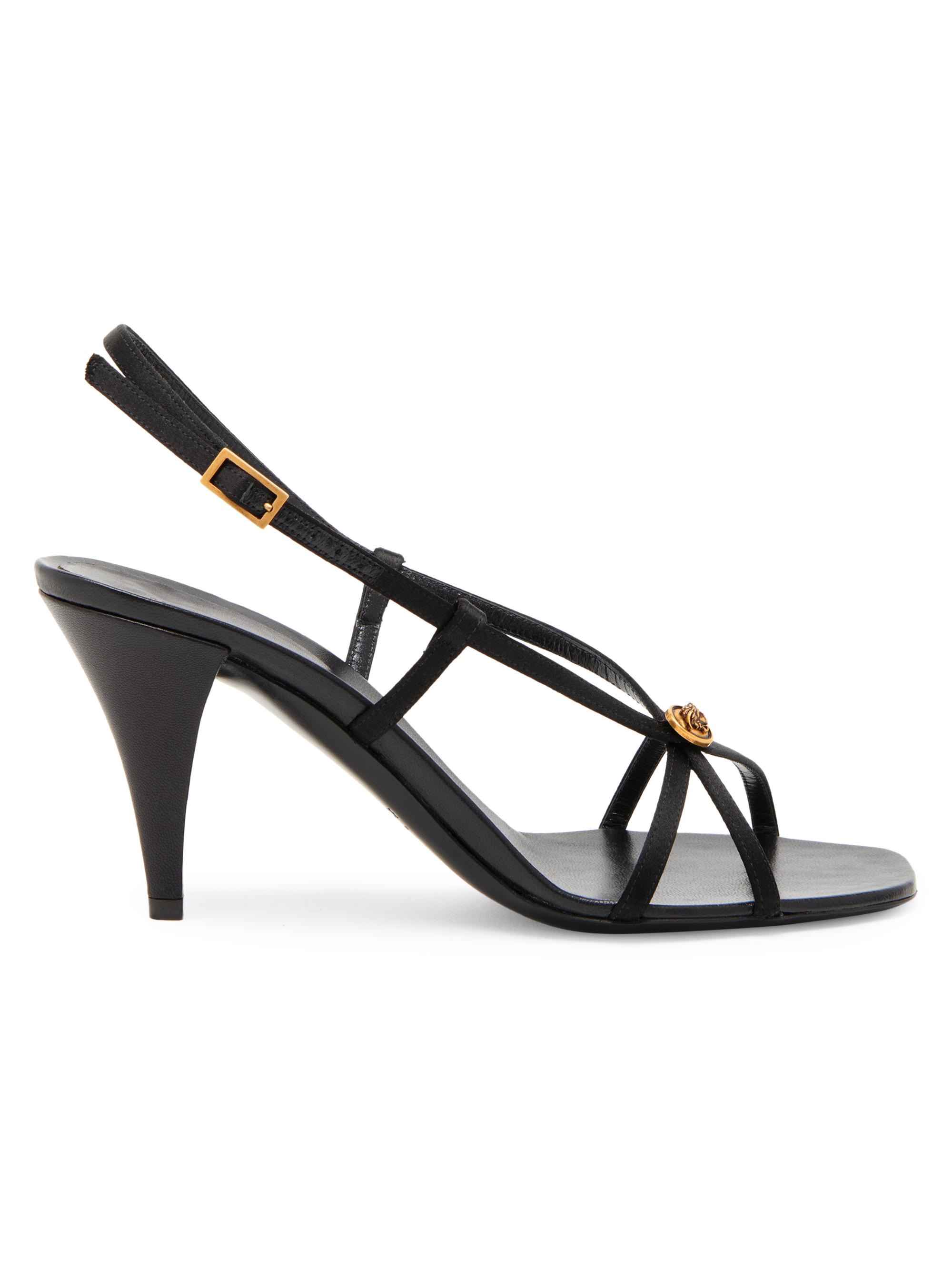 Versace Women's 80MM Strappy Slingback Sandals - Black Gold