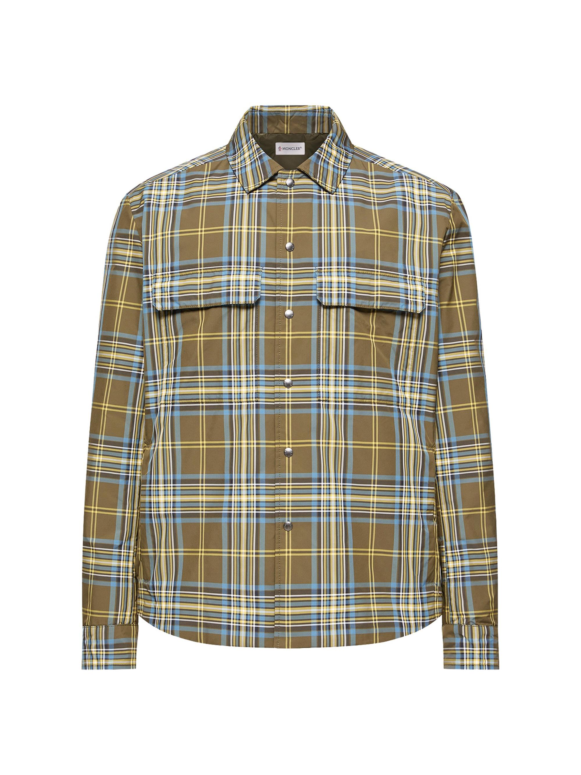 Moncler Men's Shacket with Checks - Blue Olive Green