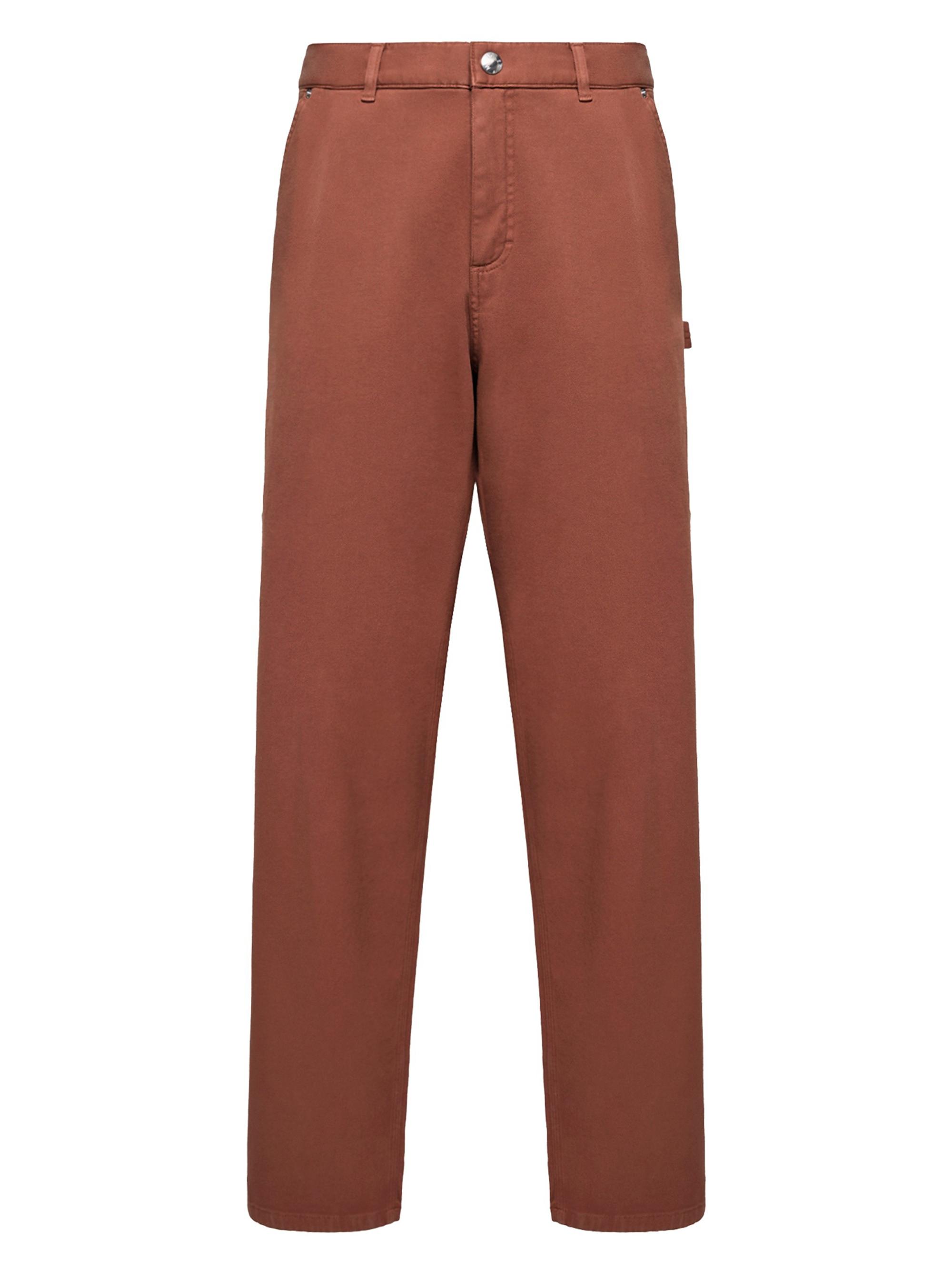 Moncler Men's Pants in Cotton Blend Gabardine - Red Brown