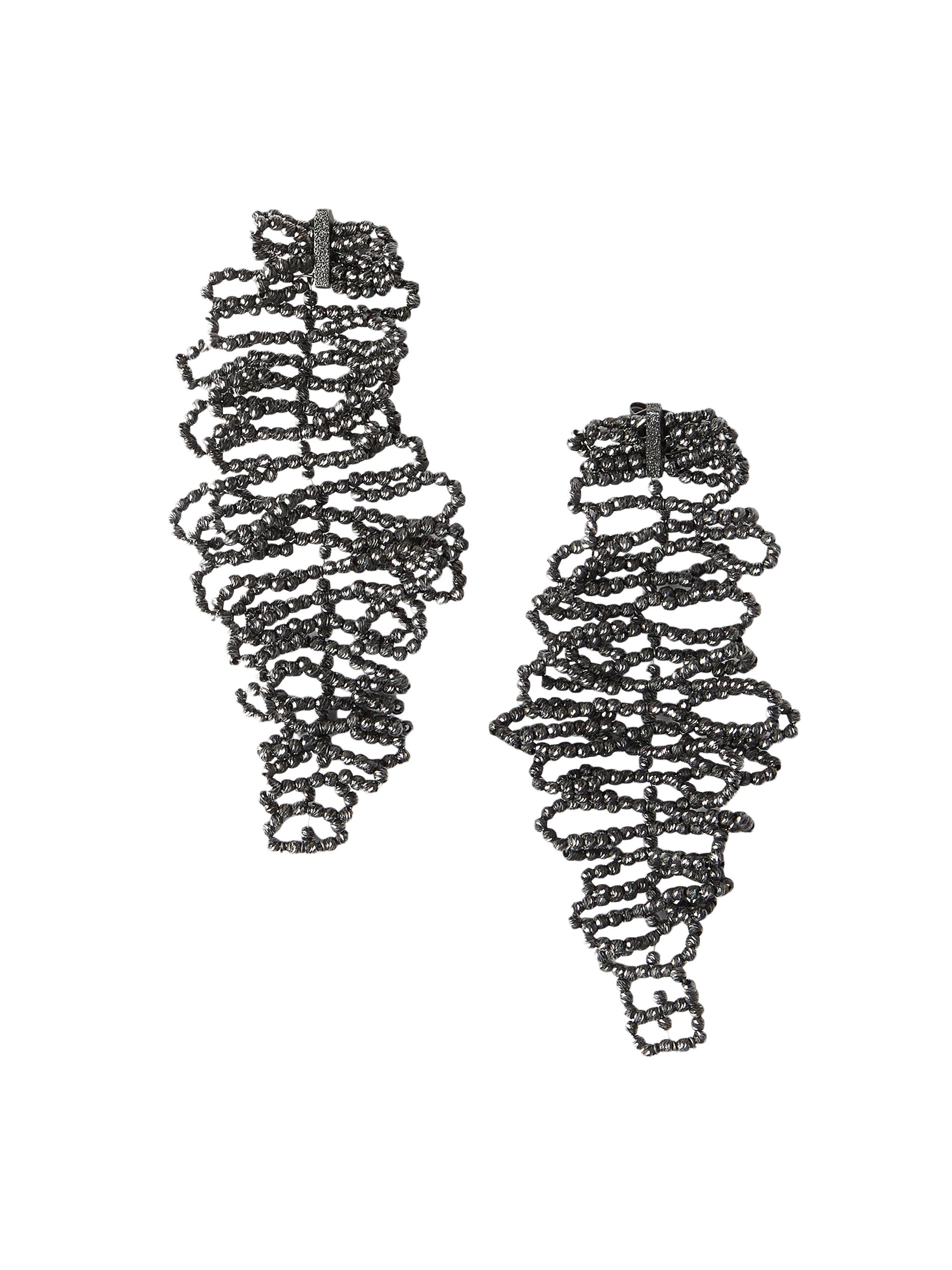 Brunello Cucinelli Women's Sterling Silver Sculptured Leaf Earrings - Lignite