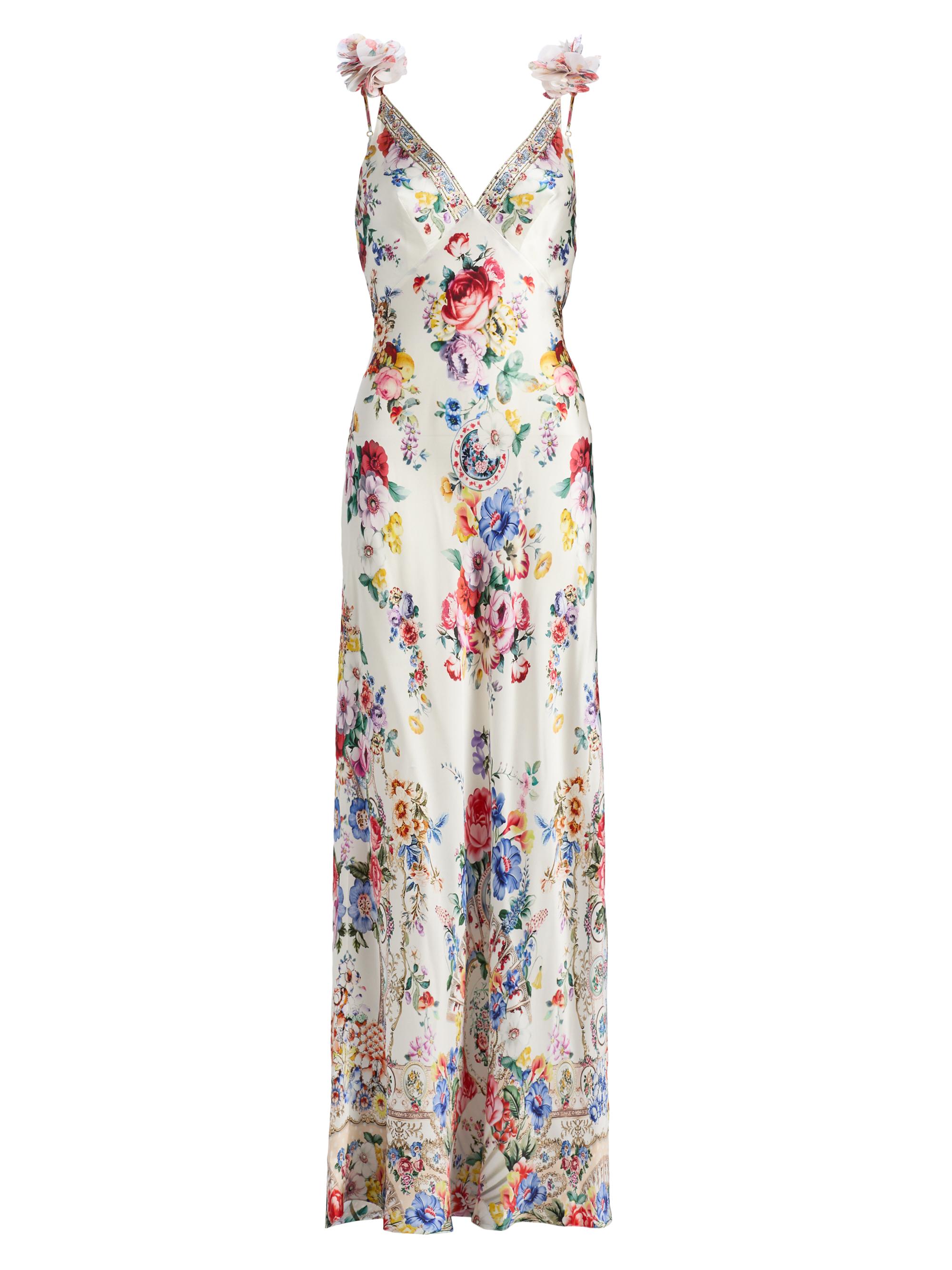Camilla Daisy Chains Floral Linen-Silk Midi-Dress | Saks Fifth Avenue