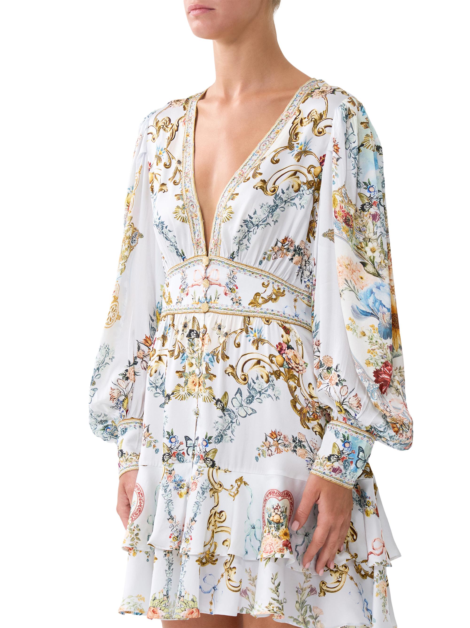 Camilla Seville Sweetheart Button-Front Frill Dress | Saks Fifth Avenue