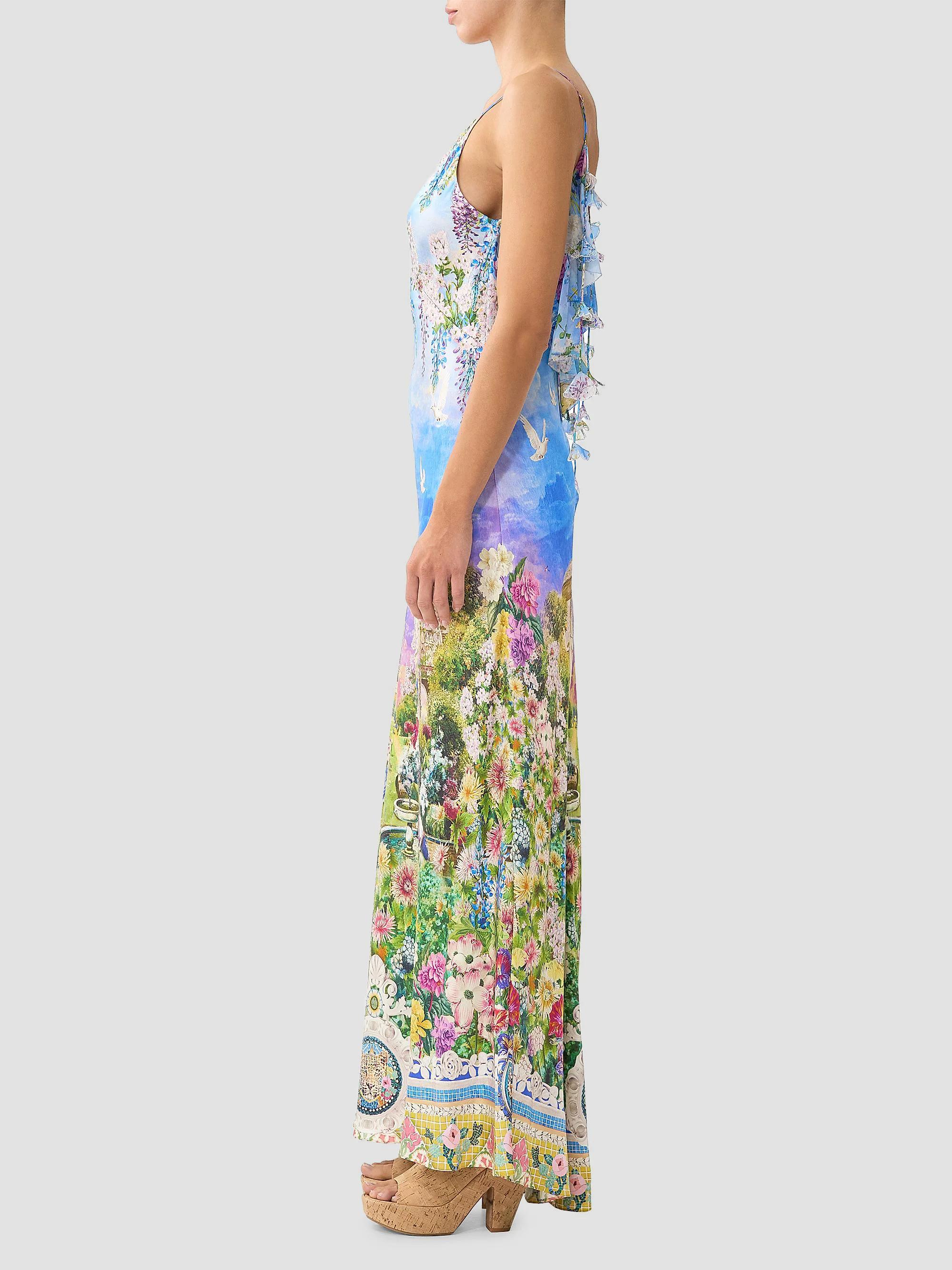 Camilla Navas Nouveau Printed Frill-Back Maxi Slipdress | Saks Fifth Avenue