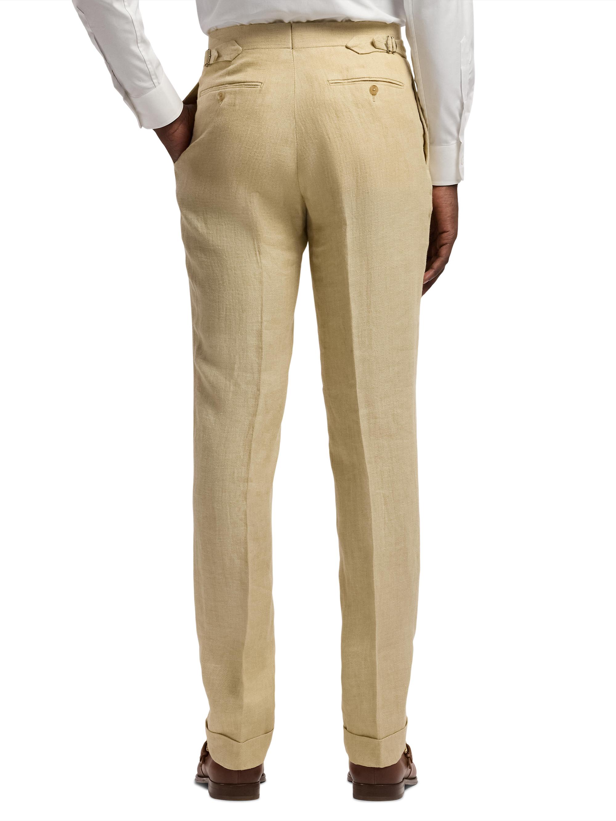 Ralph Lauren Purple Label Pleated Linen Straight-Leg Trousers